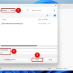 Giao diện Notepad hiển thị cửa sổ lưu file script xóa file tạm với tên ClearTempFiles.bat và kiểu All Files.
