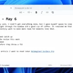 Giao diện Notepad trên Windows 11 với văn bản mẫu được định dạng bằng Markdown và thanh công cụ định dạng