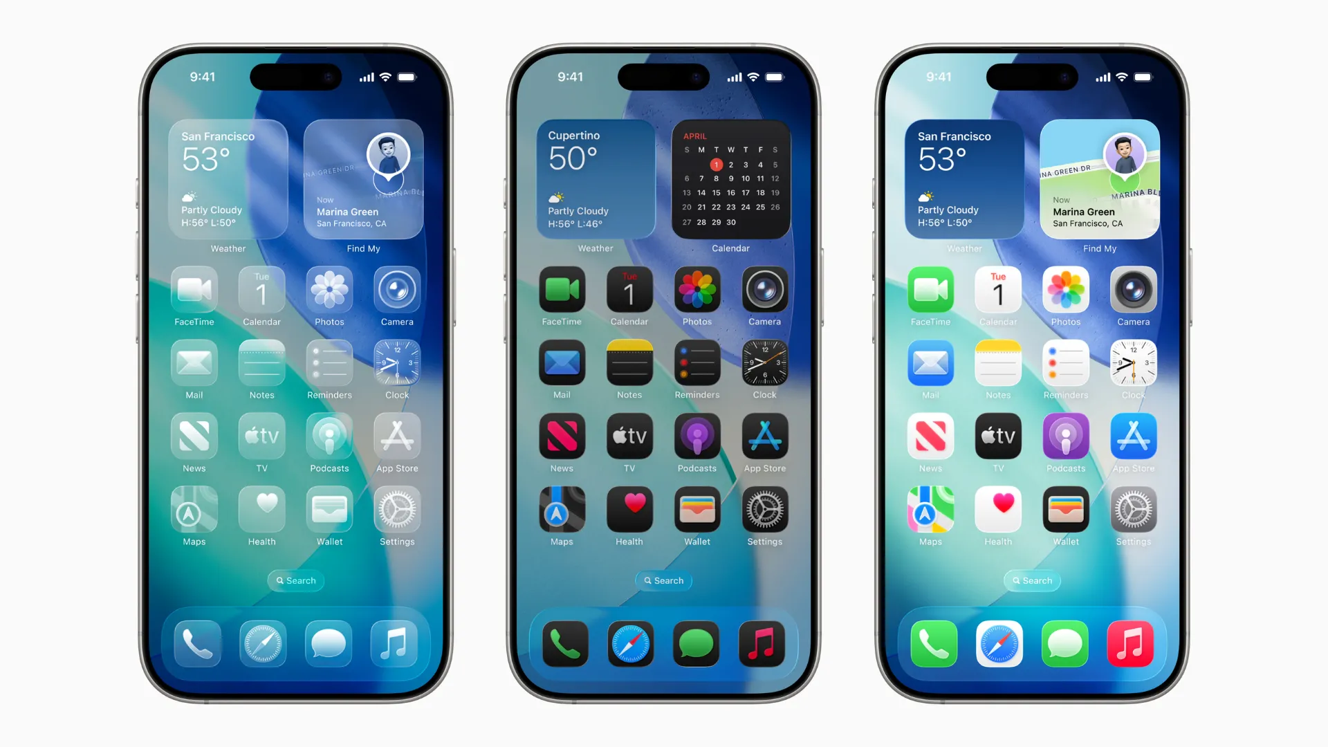 Hình ảnh minh họa các yếu tố giao diện người dùng trong iOS 26 với thiết kế Liquid Glass