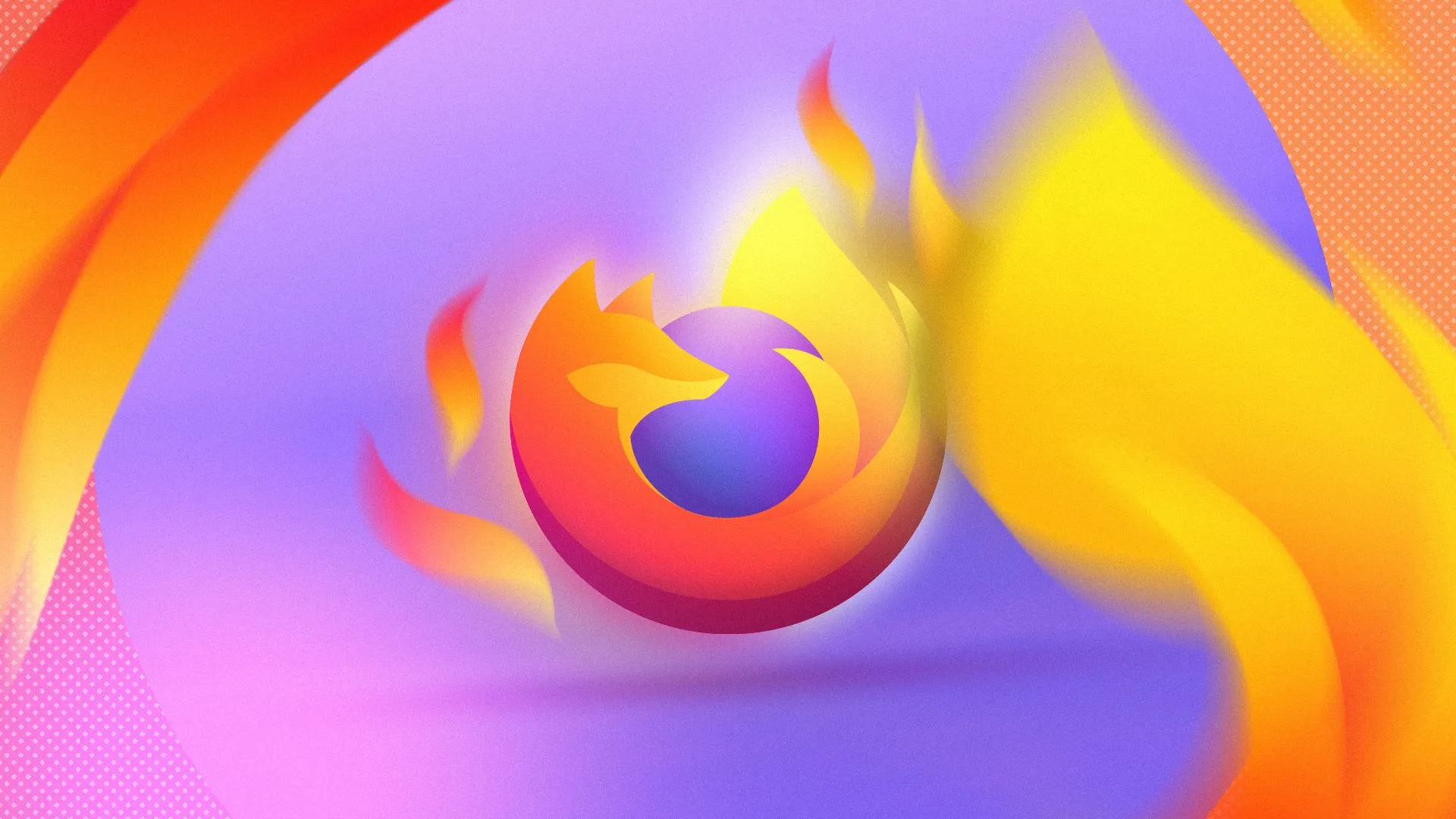 Logo Firefox ở trung tâm với hình ảnh lửa bao quanh