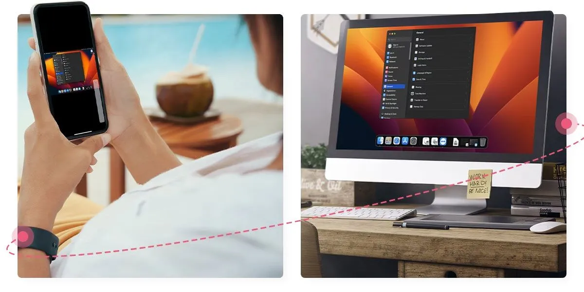 Người dùng sử dụng TeamViewer trên điện thoại để điều khiển máy tính từ xa