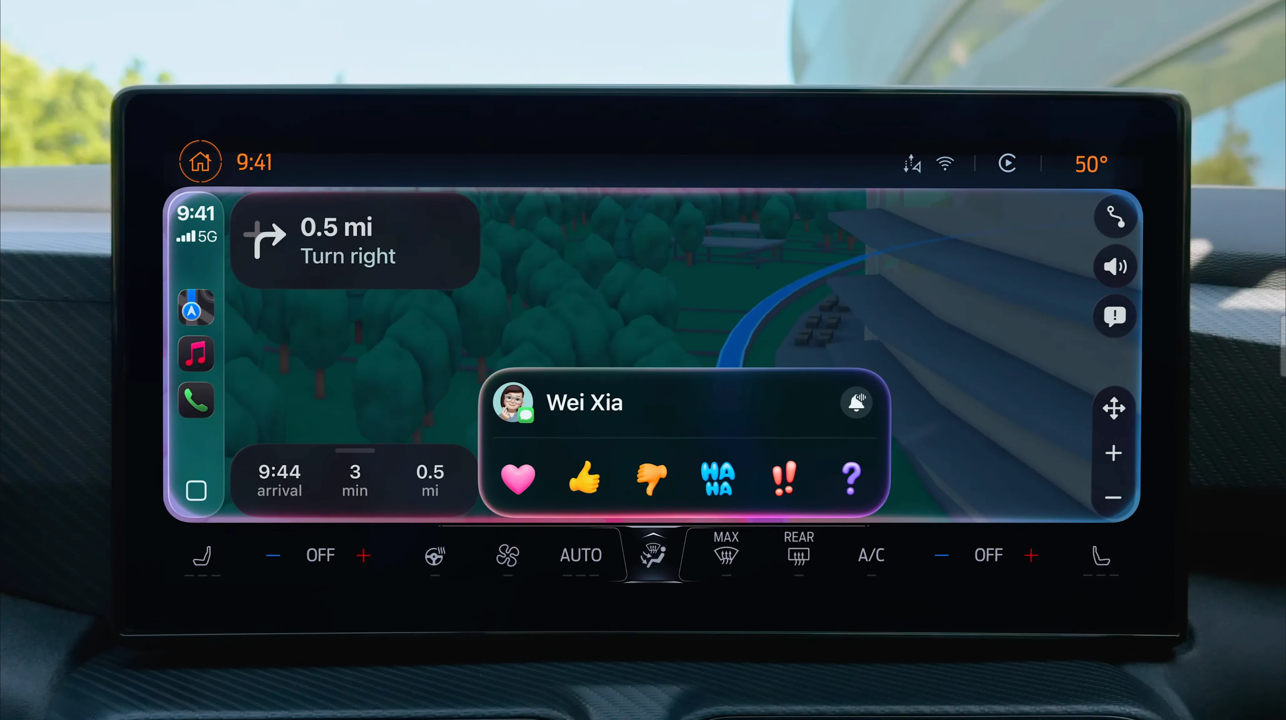 Sử dụng tính năng Tapbacks trong ứng dụng Tin nhắn trên CarPlay iOS 26