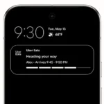 Ví dụ hiển thị thông báo Live Updates về trạng thái giao hàng trên Android 16