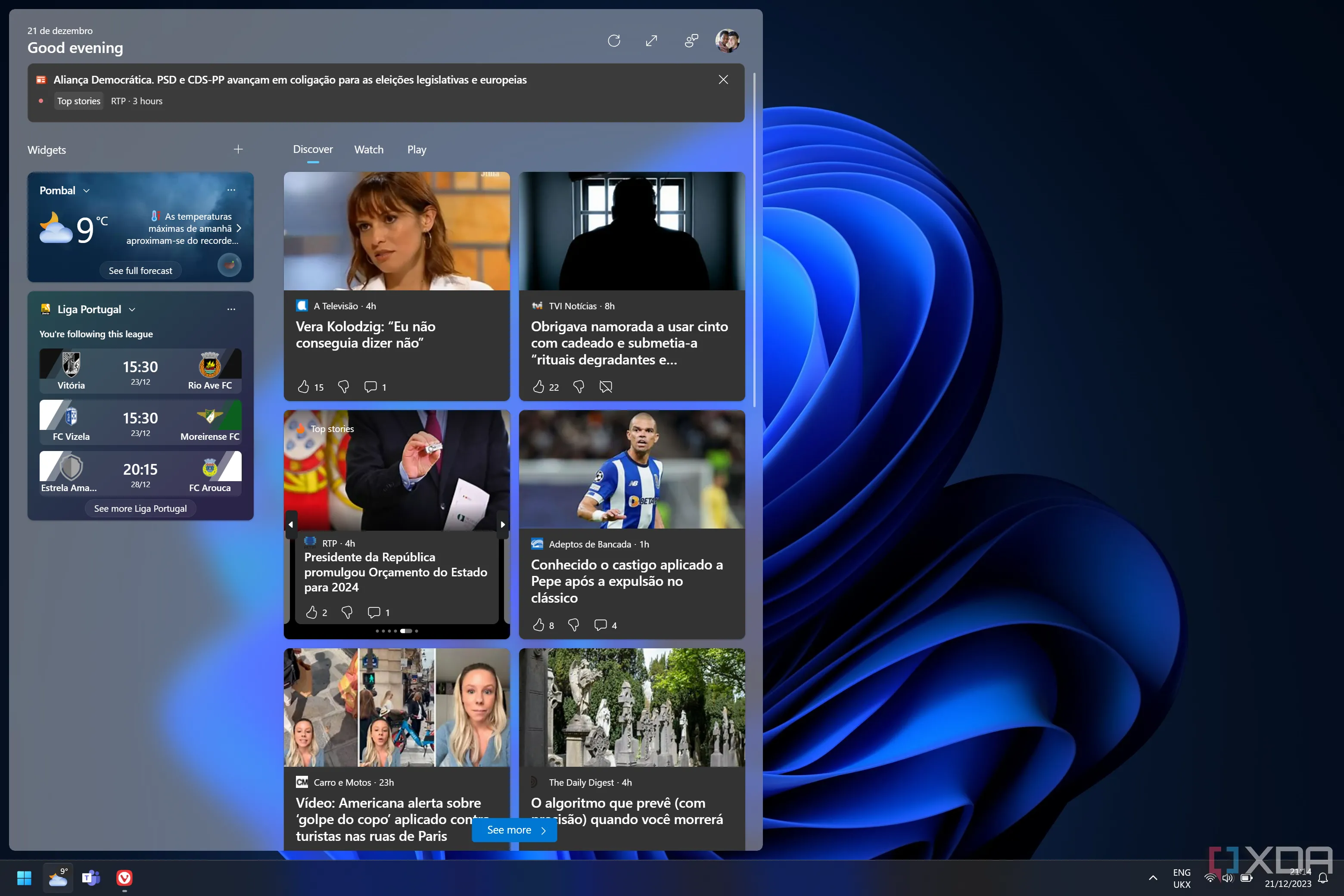 Bảng Widgets của Windows 11 hiển thị các tin tức và thông tin không mong muốn