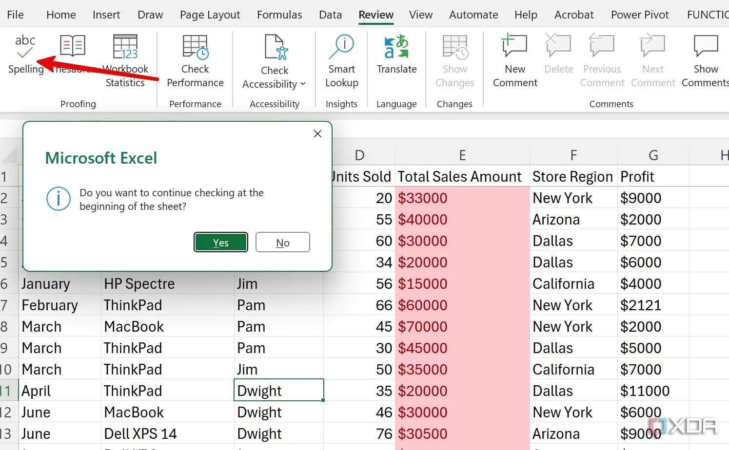 Chạy kiểm tra chính tả trong Excel để phát hiện và sửa các lỗi đánh máy