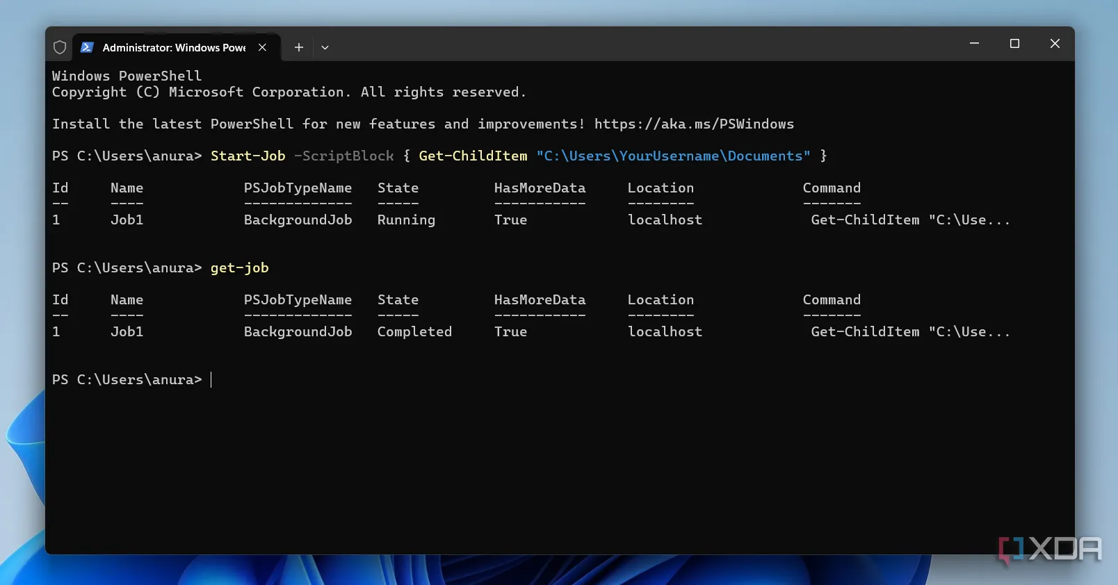 Chạy tác vụ trong nền bằng lệnh Start-PSJob của PowerShell