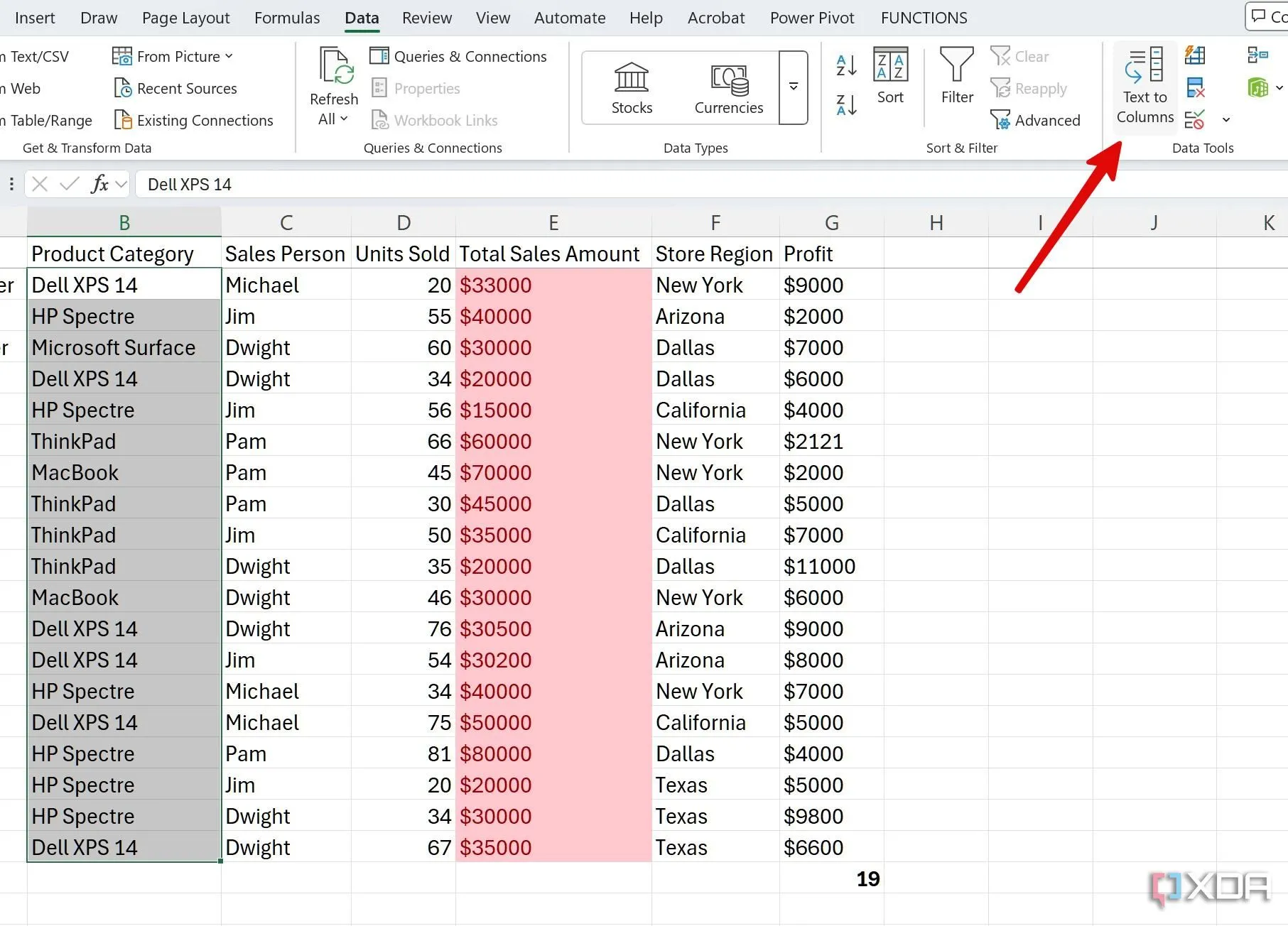 Chức năng Text to Columns trong Excel giúp tách dữ liệu từ một cột thành nhiều cột riêng biệt