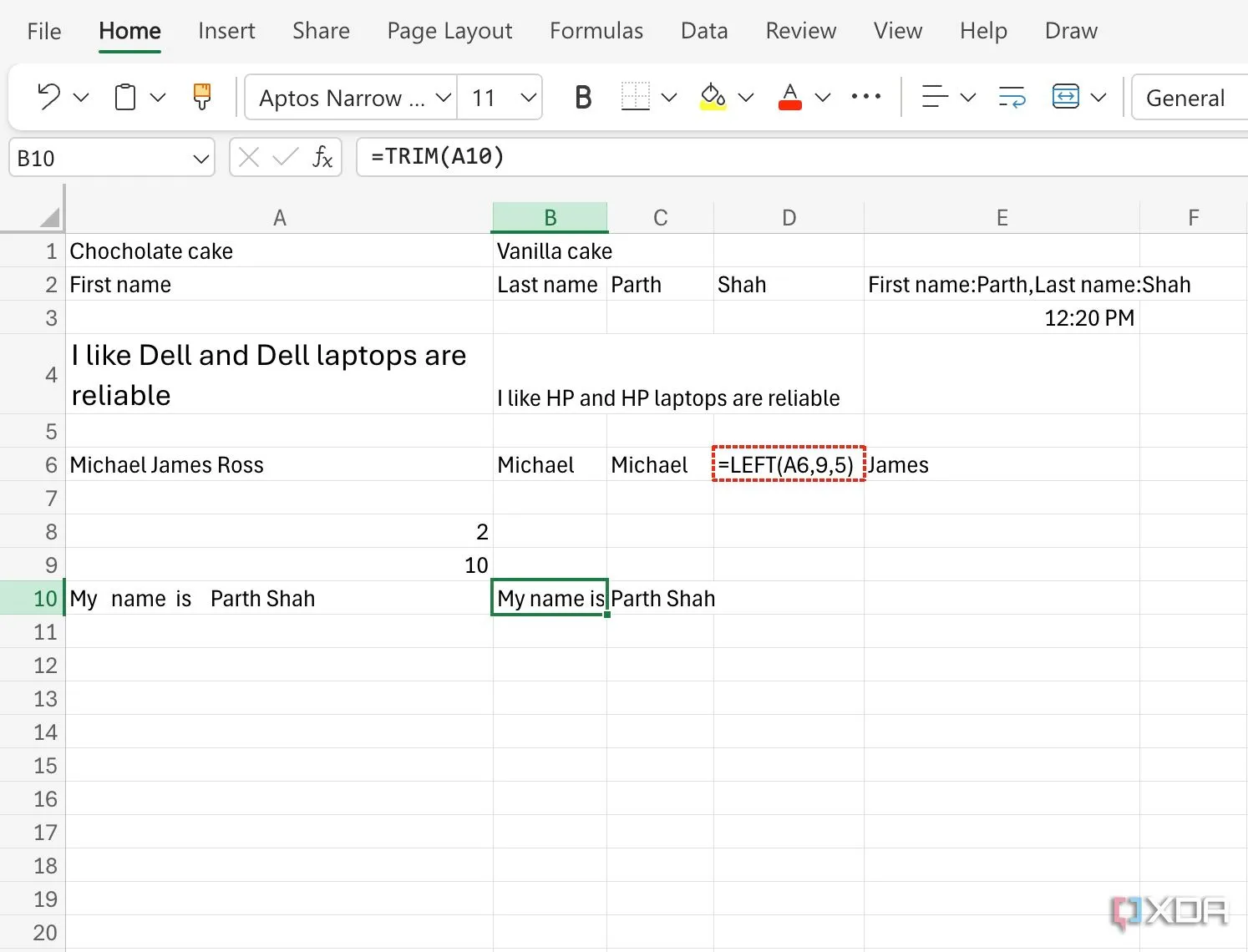 Công thức hàm TRIM trong Excel giúp loại bỏ các khoảng trắng thừa khỏi văn bản