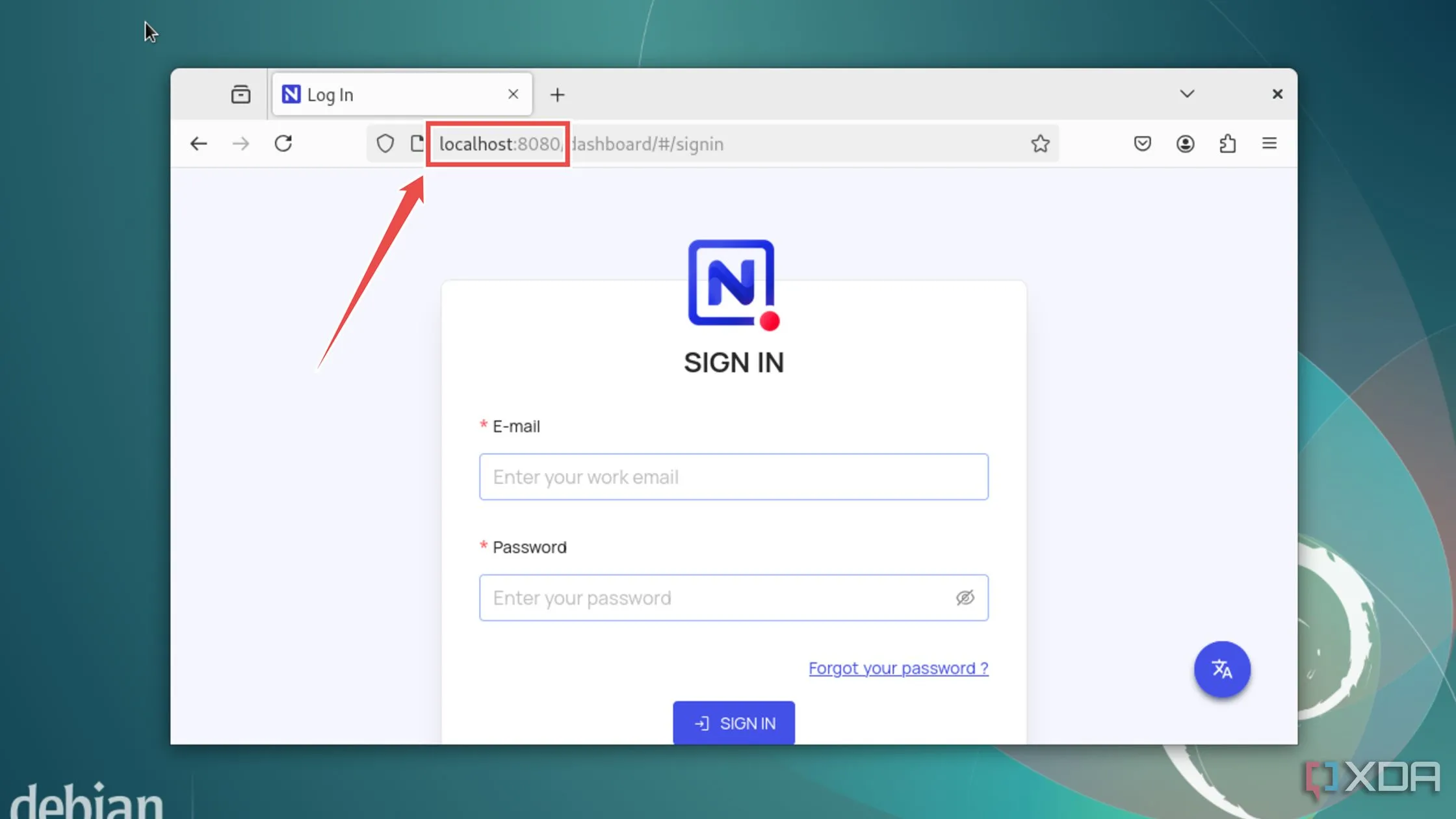 Đăng nhập vào giao diện người dùng web NocoDB qua trình duyệt