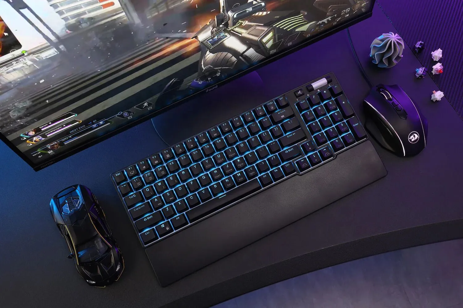 Gaming setup with Royal Kludge RK96 keyboard