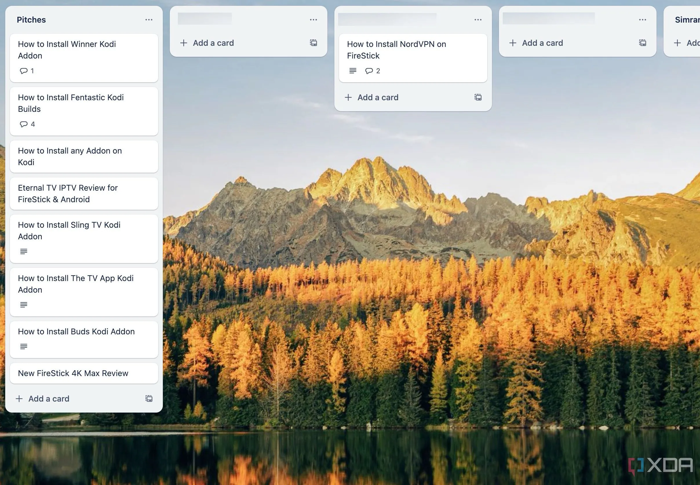 Giao diện bảng Trello đẹp mắt với tùy chọn hình nền đa dạng