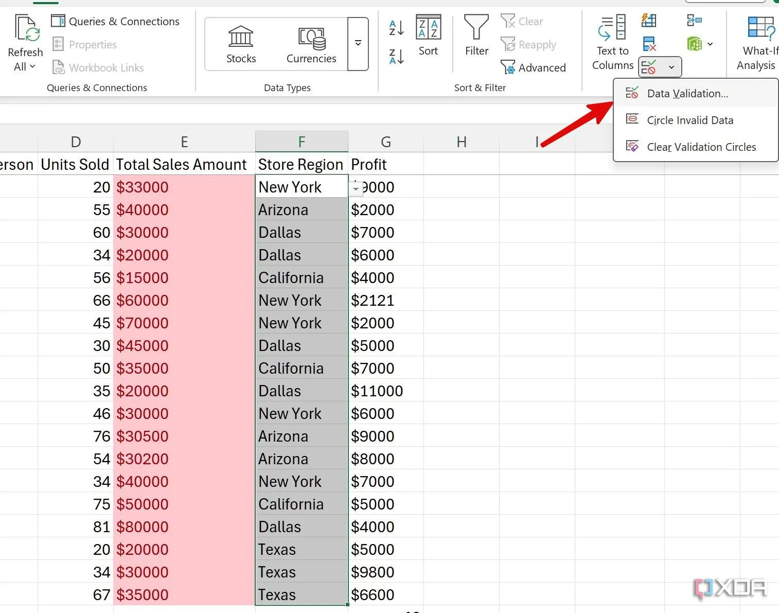 Giao diện Data Validation trong Excel, nơi bạn thiết lập các quy tắc cho ô dữ liệu