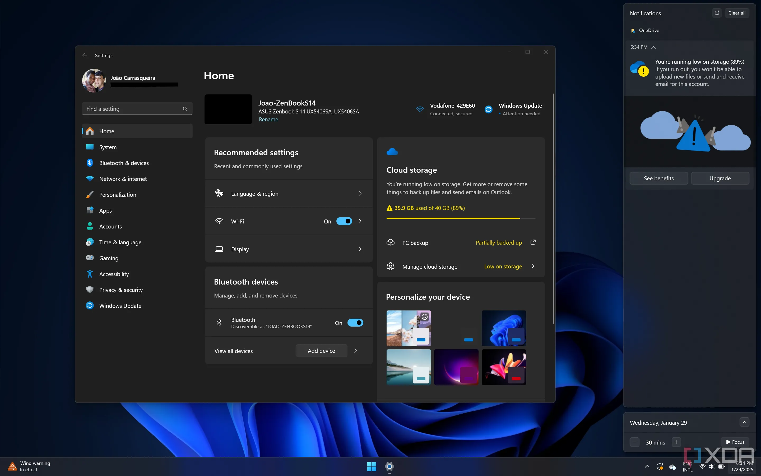 Giao diện gợi ý người dùng nâng cấp gói Microsoft 365 sau khi sử dụng hết dung lượng OneDrive miễn phí
