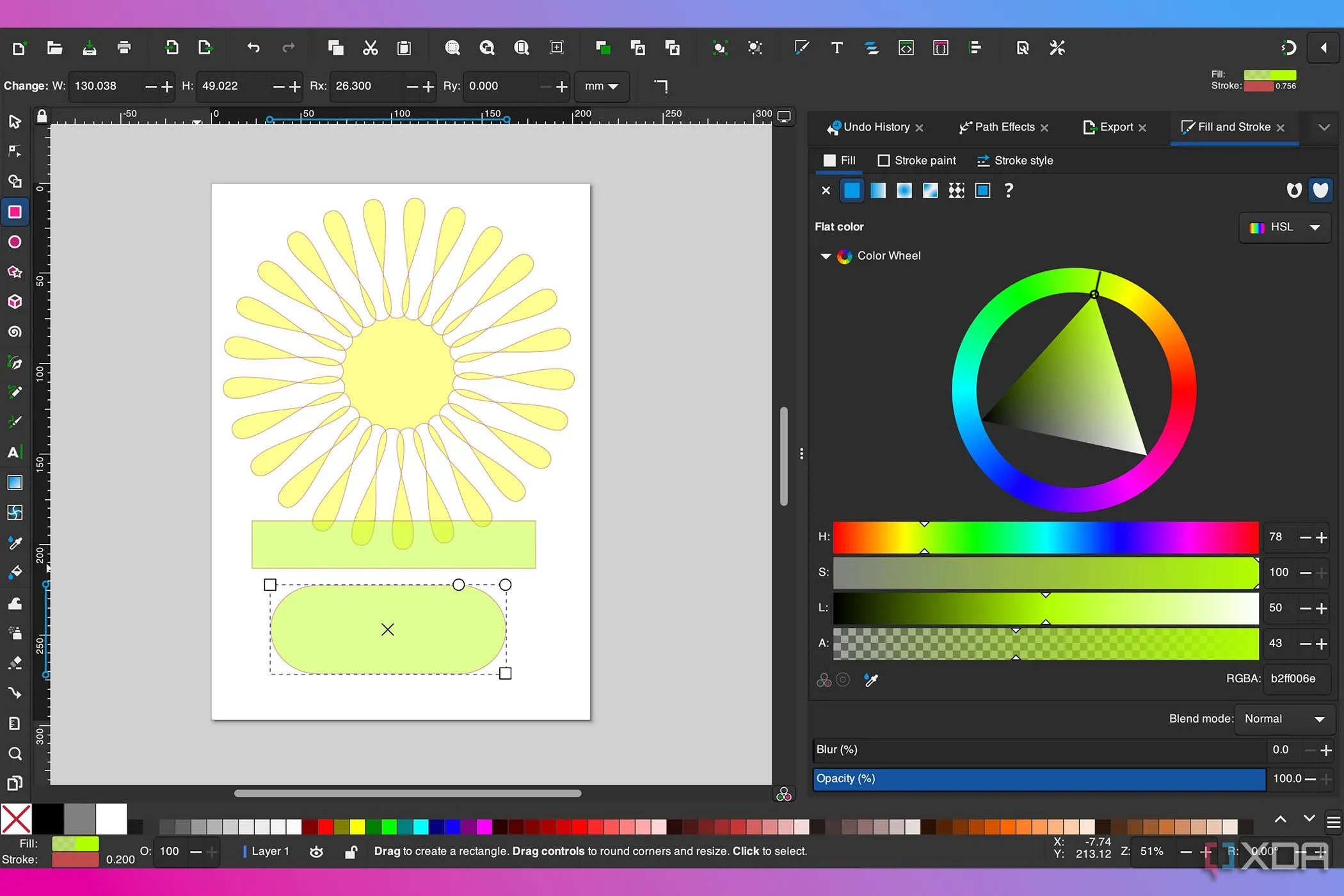 Giao diện Inkscape hiển thị các tùy chọn hiệu ứng đường dẫn trực tiếp (Live Path Effects) cho phép chỉnh sửa không phá hủy.