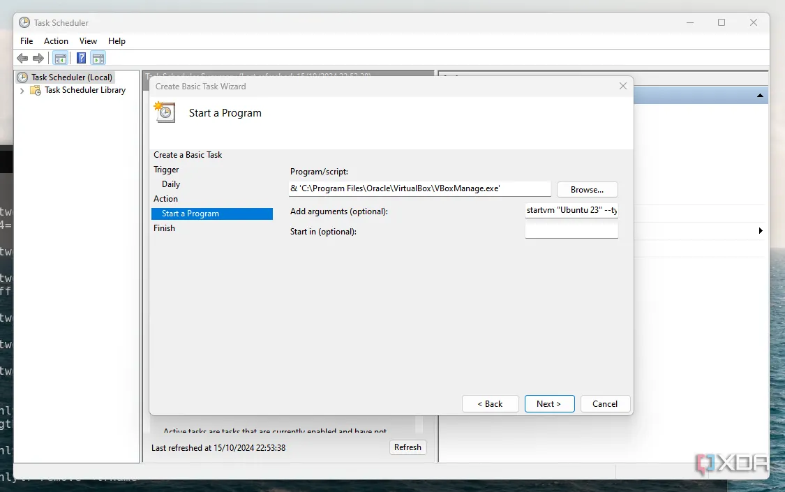 Giao diện lập lịch tác vụ Windows Task Scheduler