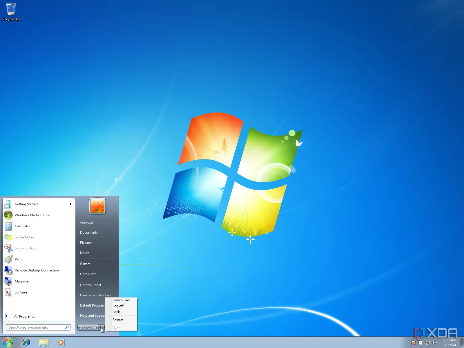Giao diện menu Start của hệ điều hành Windows 7, nơi chính sách bộ lọc âm thanh được cập nhật