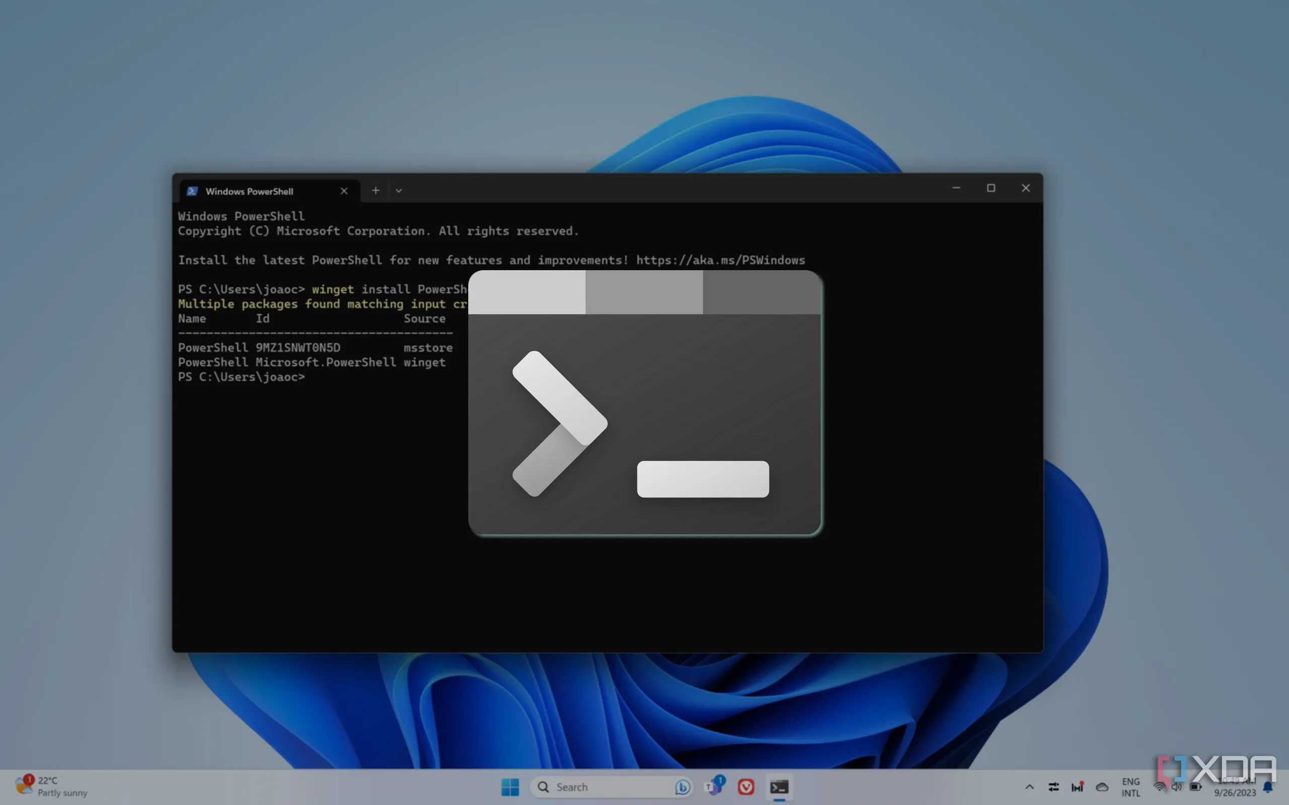 Giao diện Windows Terminal hiển thị các lệnh PowerShell