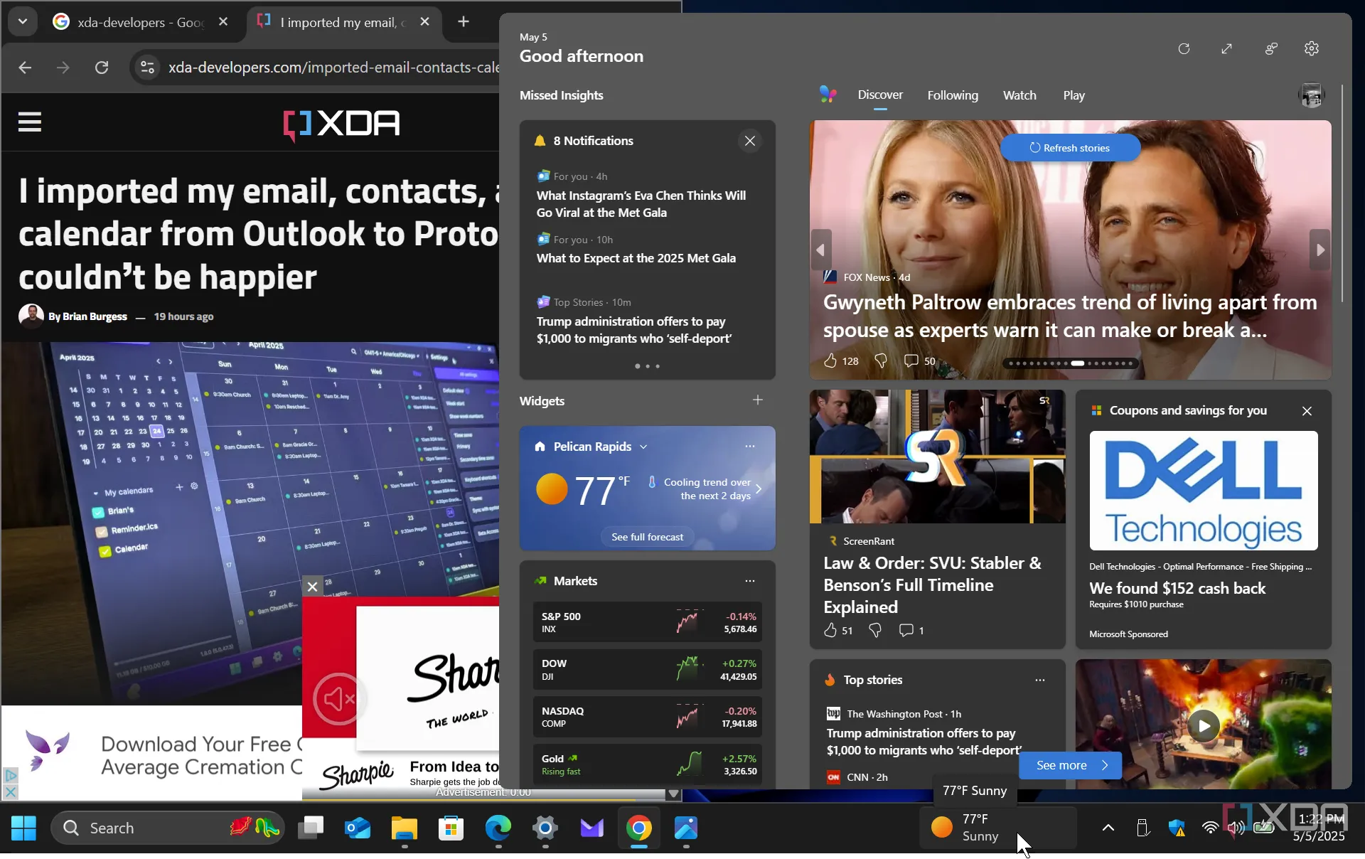 Hiển thị tiện ích tin tức trên Windows 11, tự động mở khi di chuột