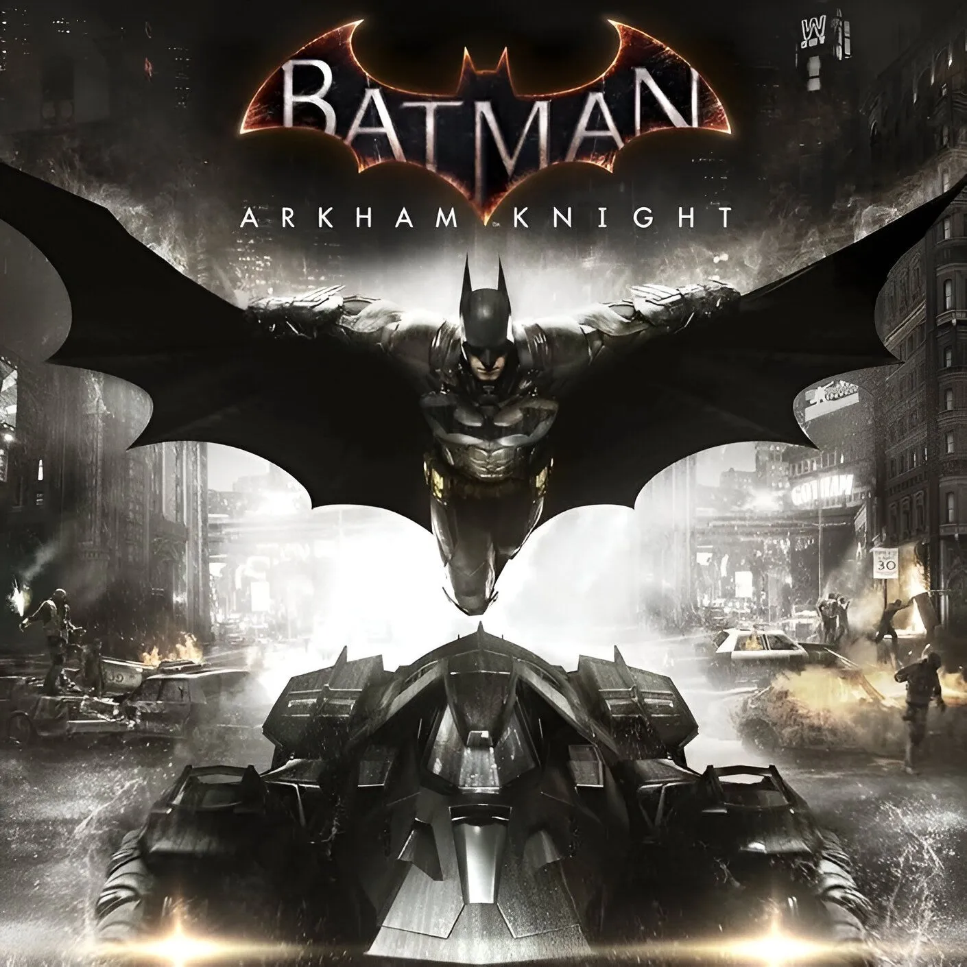Hình ảnh bìa game Batman: Arkham Knight, một phần của bộ sưu tập Batman Arkham Collection.