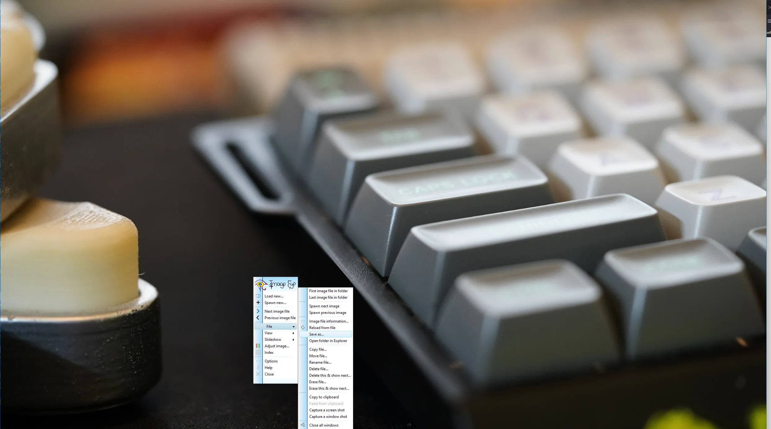 Hình ảnh được hiển thị trong ImageEye với menu ngữ cảnh mở, tối ưu trải nghiệm xem ảnh