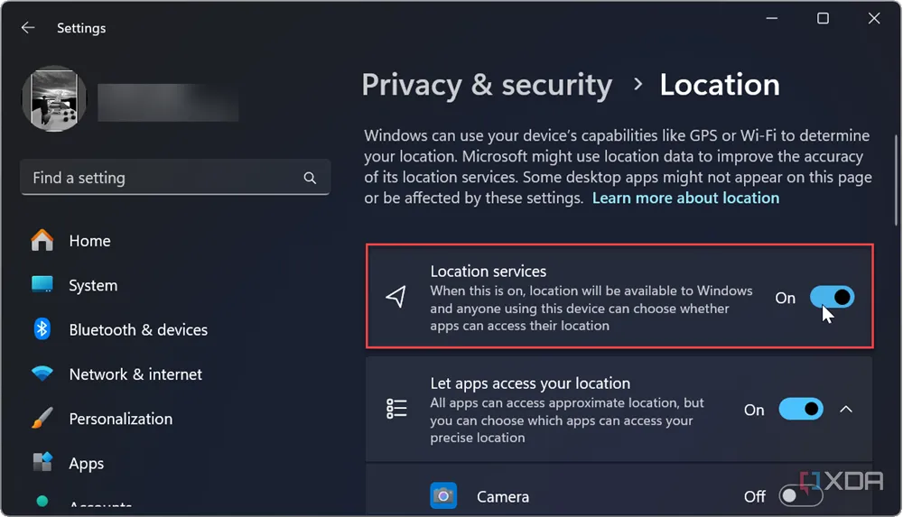 Hướng dẫn bật cài đặt dịch vụ định vị (Location) trên Windows 11