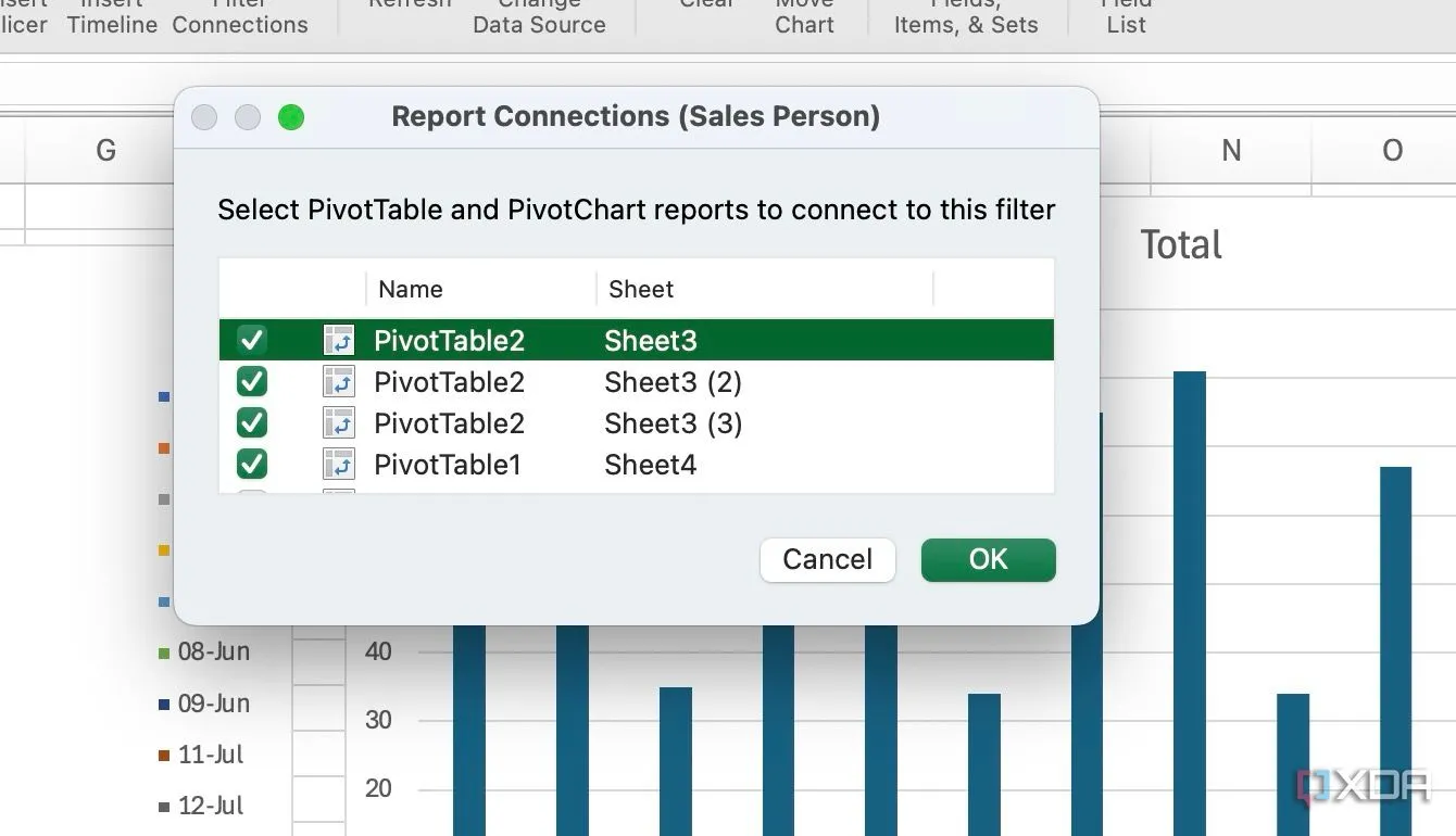 Kết nối Slicer với các PivotTable trên dashboard trong Excel