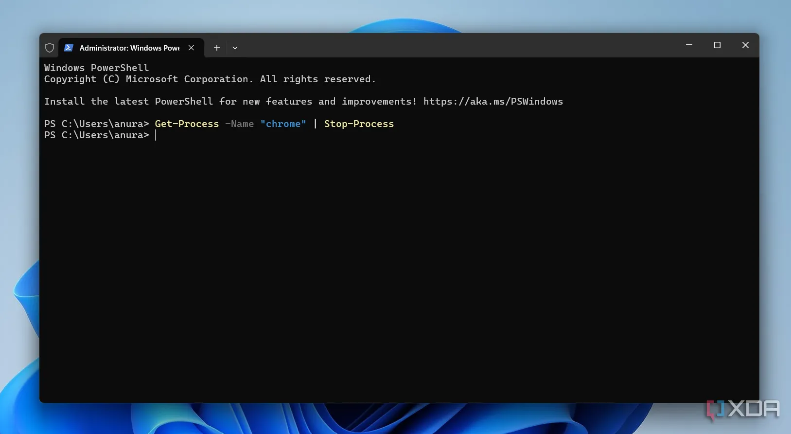 Lệnh Stop-Process trong PowerShell để dừng các tiến trình không phản hồi