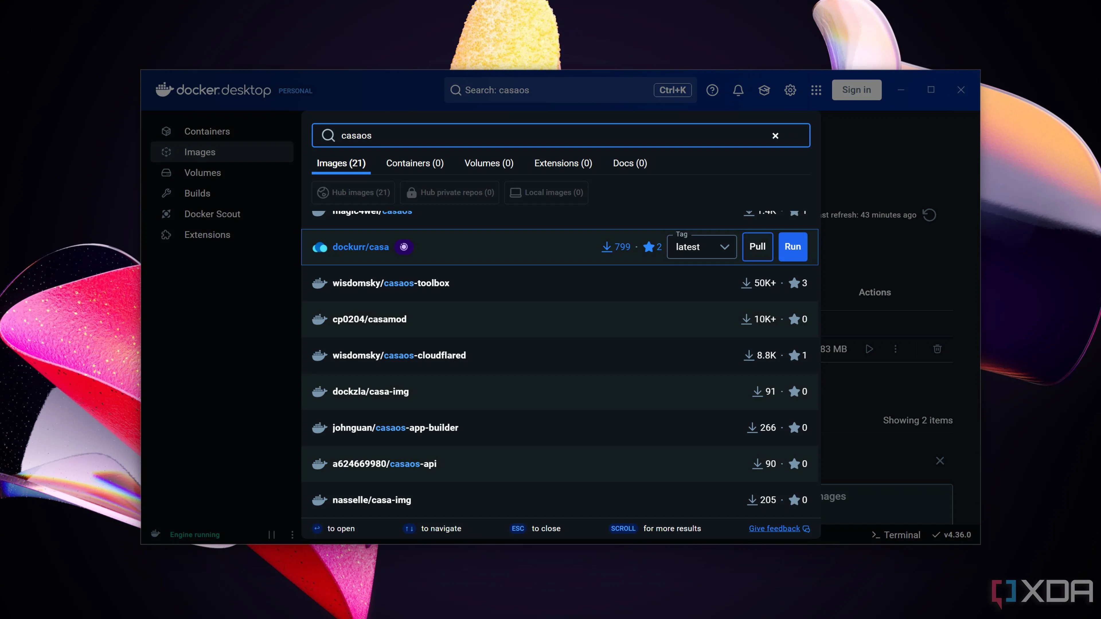Màn hình Docker Desktop trên Windows 11 hiển thị các container đang chạy, minh họa môi trường phát triển và quản lý Docker phổ biến.