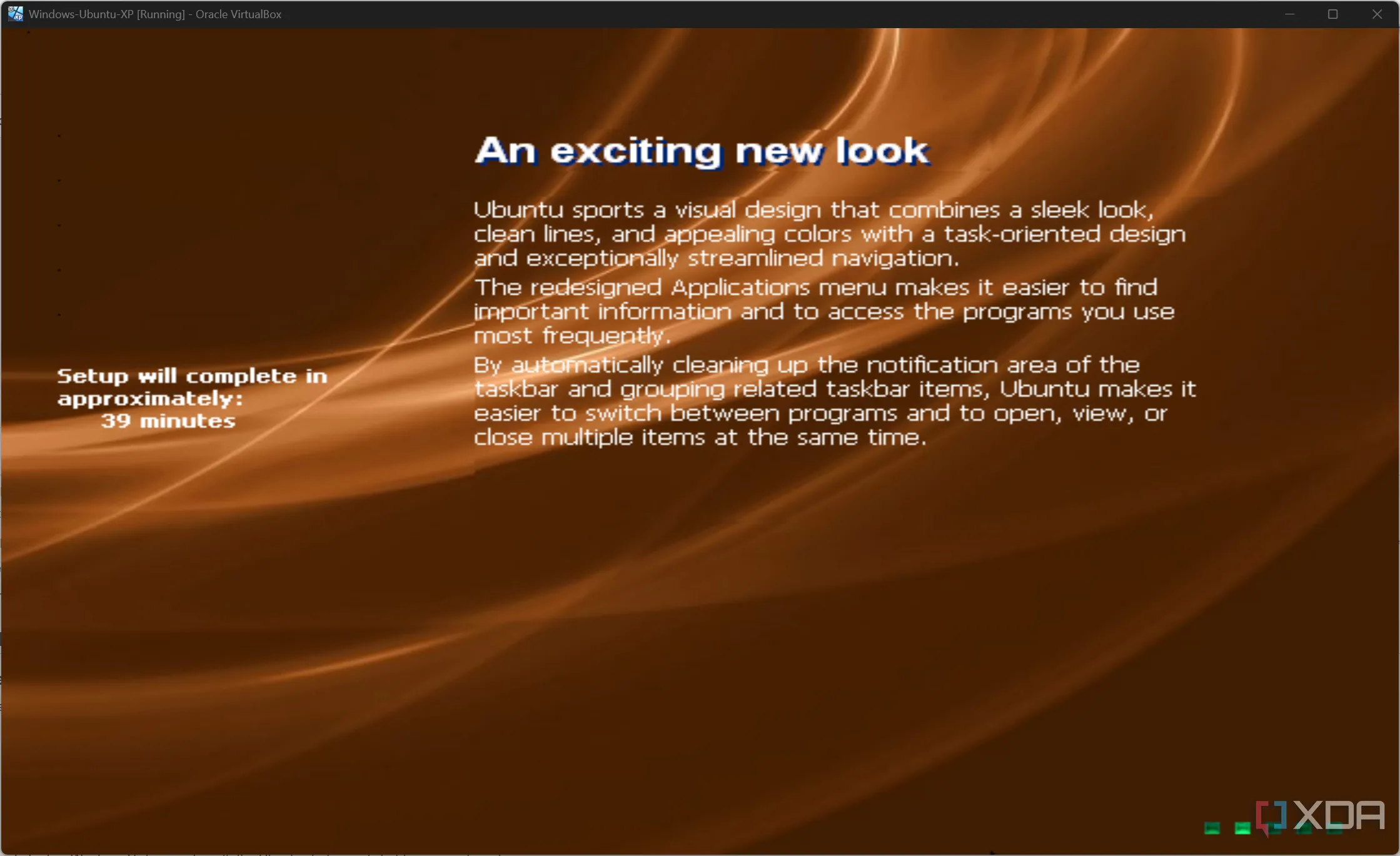 Màn hình khởi động hoặc cài đặt Windows XP Ubuntu với giao diện Command Prompt