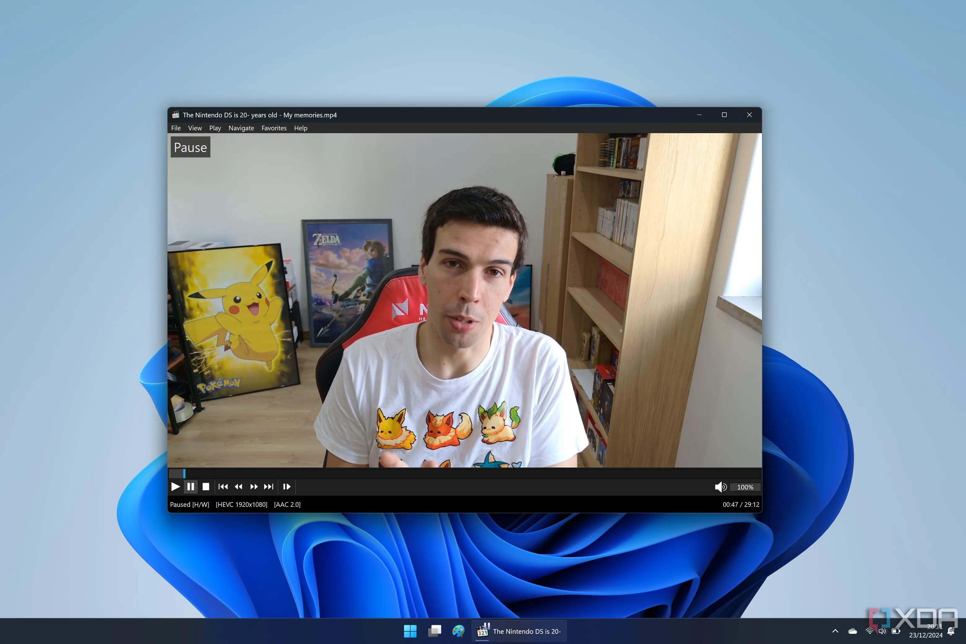 Người dùng đang xem video trên MPC-HC trên Windows 11, giao diện đơn giản và trực quan.