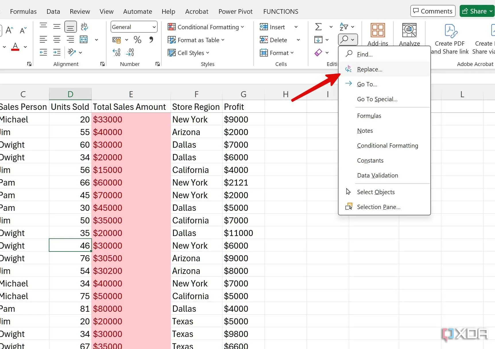 Sử dụng công cụ Tìm và Thay thế trong Excel để sửa lỗi hàng loạt