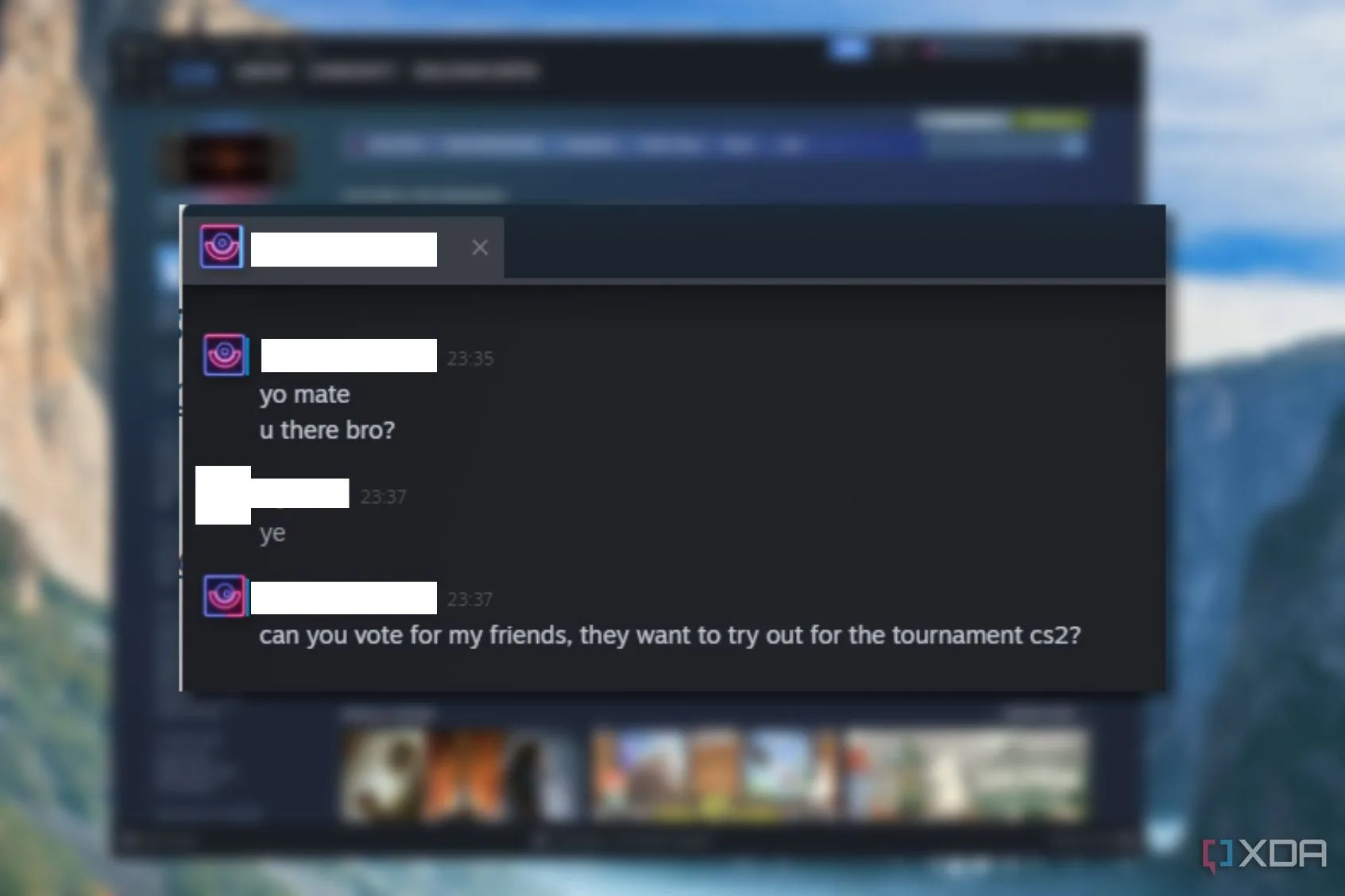 Tin nhắn lừa đảo được gửi từ tài khoản Steam đã bị chiếm đoạt để lôi kéo thêm nạn nhân.
