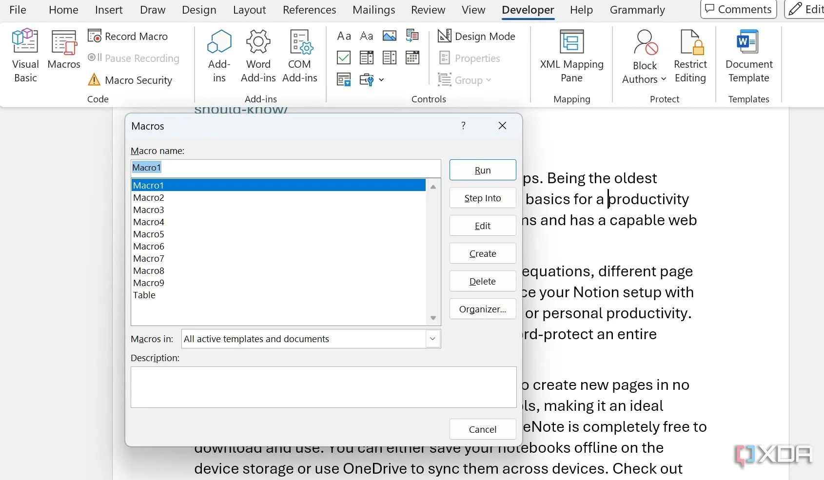 Tính năng Macro trong Microsoft Word, minh họa cho khả năng ghi lại hành động tự động