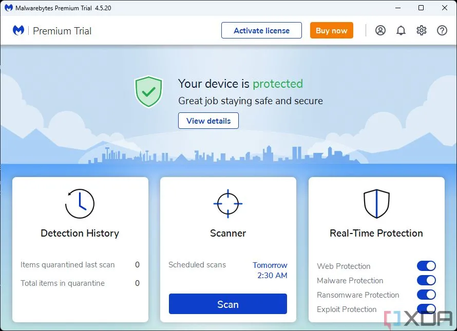 Trang chủ của phần mềm diệt virus Malwarebytes, một lựa chọn thay thế cho Microsoft Defender.