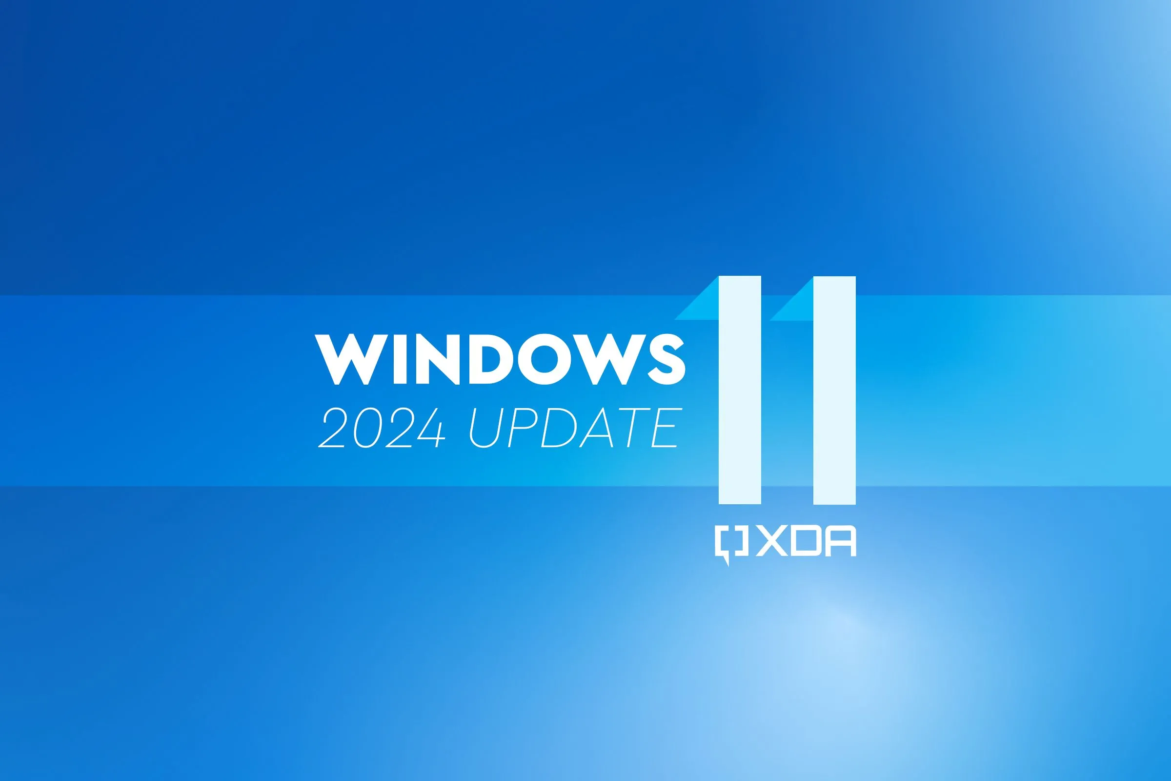 Văn bản Windows 11 2024 Update trên nền xanh
