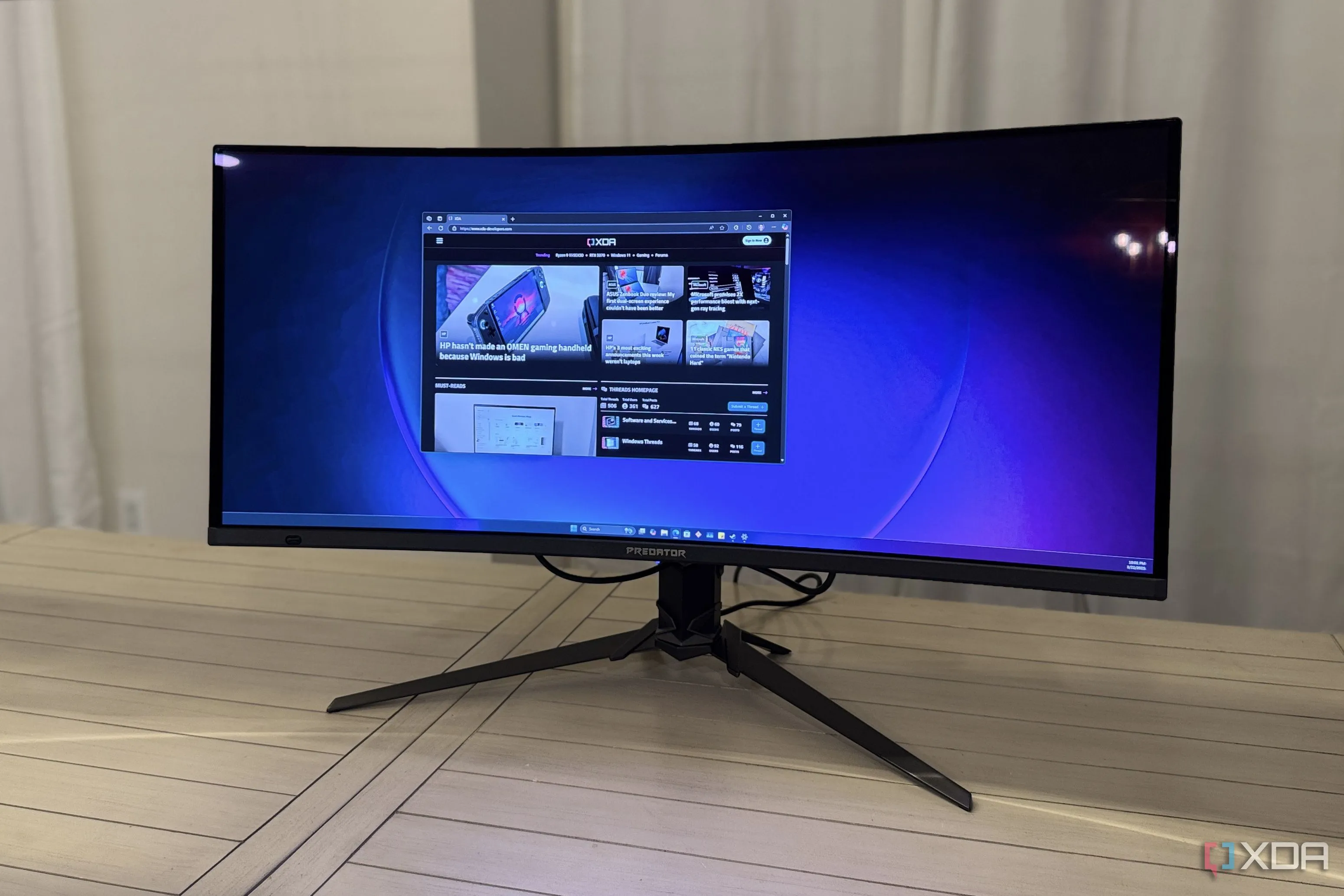 acer predator x34 x5 showing xda website