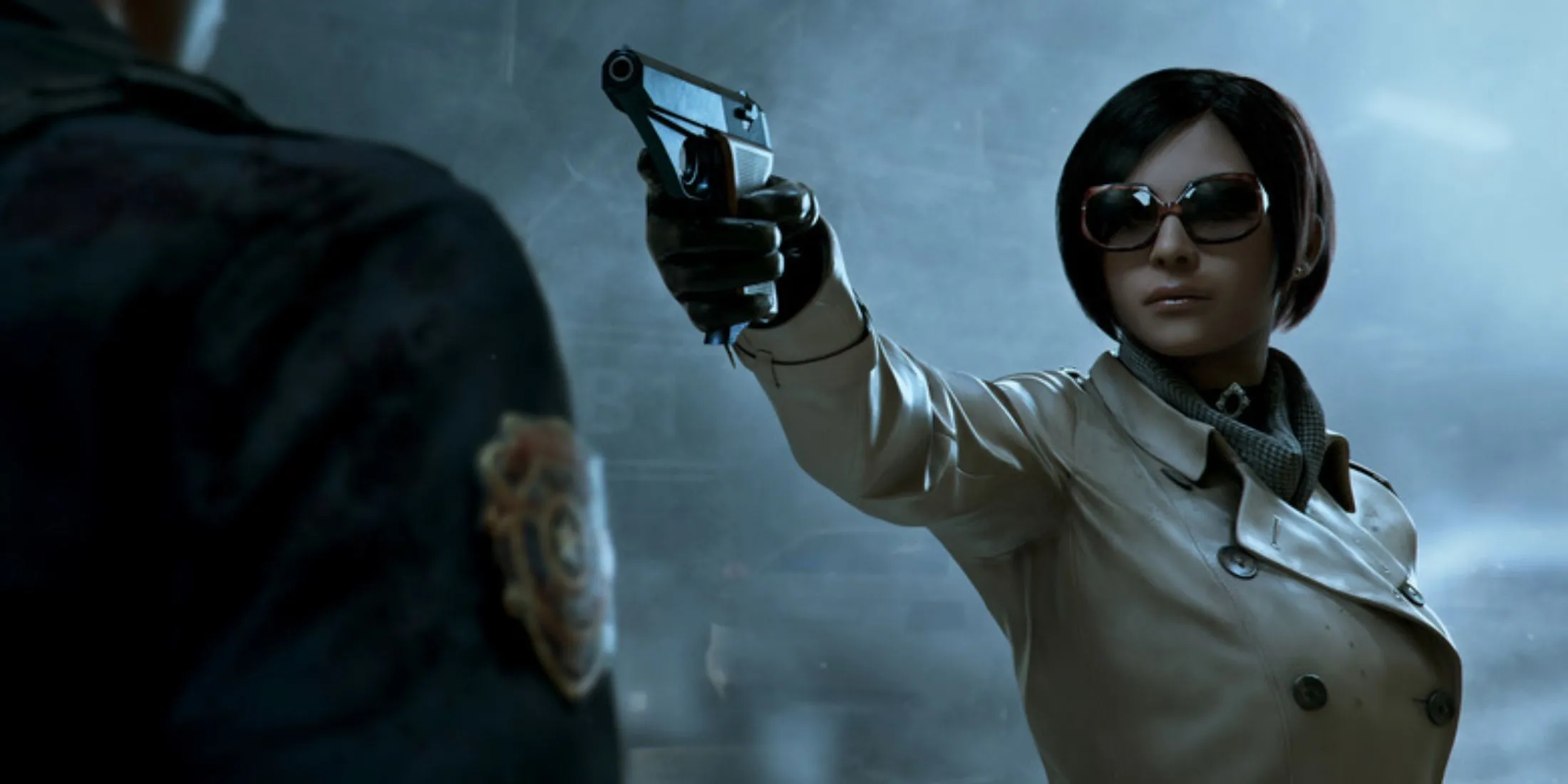 Ada Wong trong trang phục áo khoác dài, xuất hiện bí ẩn trong Resident Evil 2 Remake.