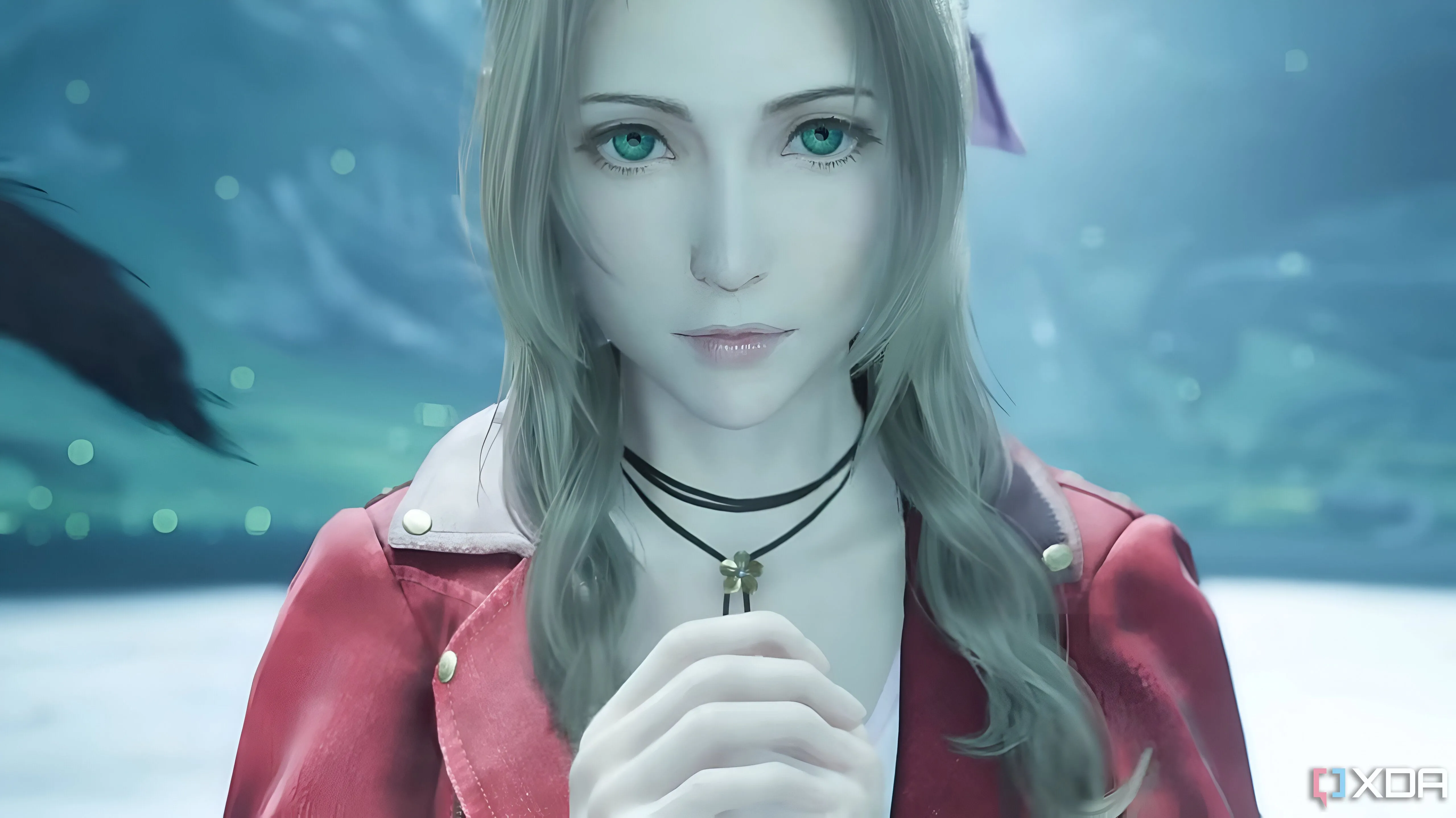 Aerith Gainsborough đang mỉm cười với Cloud Strife trong Final Fantasy VII Rebirth