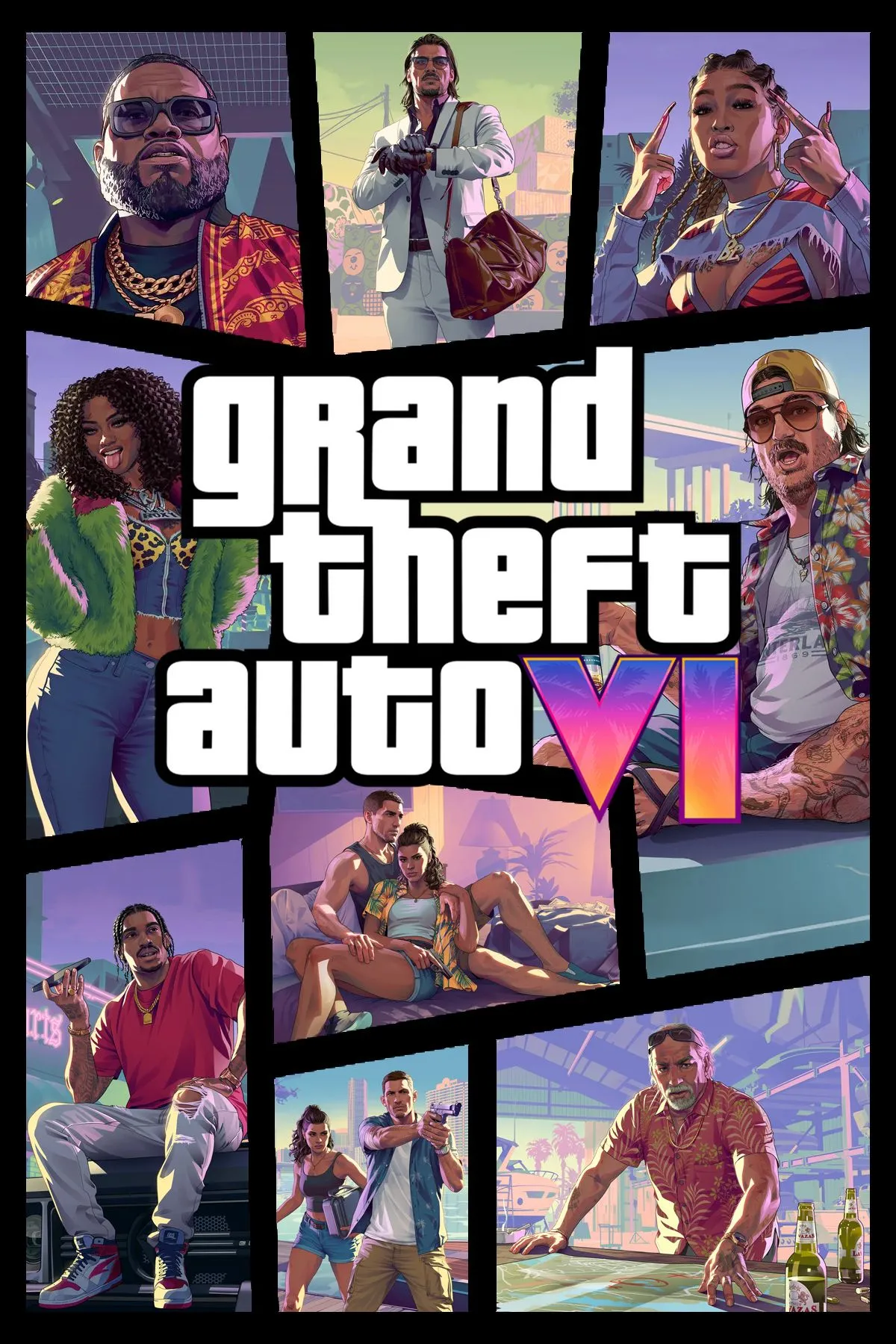 Ảnh bìa chính thức Grand Theft Auto 6 với logo và phong cách Vice City