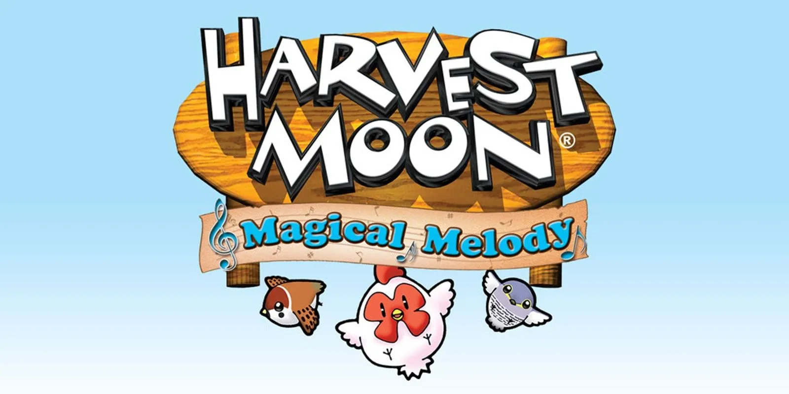 Ảnh bìa game Harvest Moon: Magical Melody phiên bản Wii với phong cách nghệ thuật chibi đáng yêu.