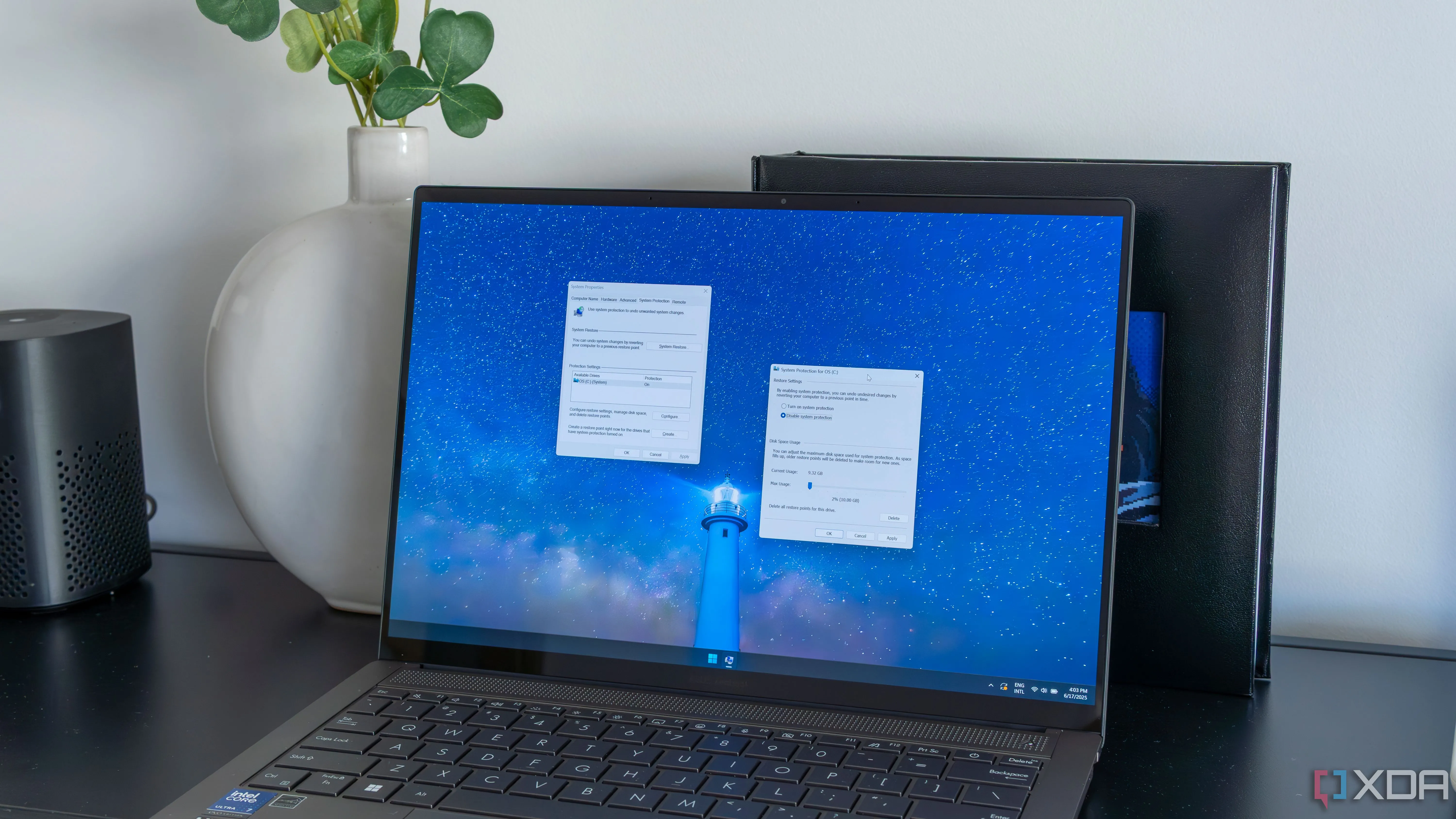 Ảnh chụp màn hình cài đặt Khôi phục Hệ thống trên laptop Windows 11, minh họa khả năng quản lý và khôi phục hệ thống trong các bản dựng thử nghiệm của Windows 11 25H2.