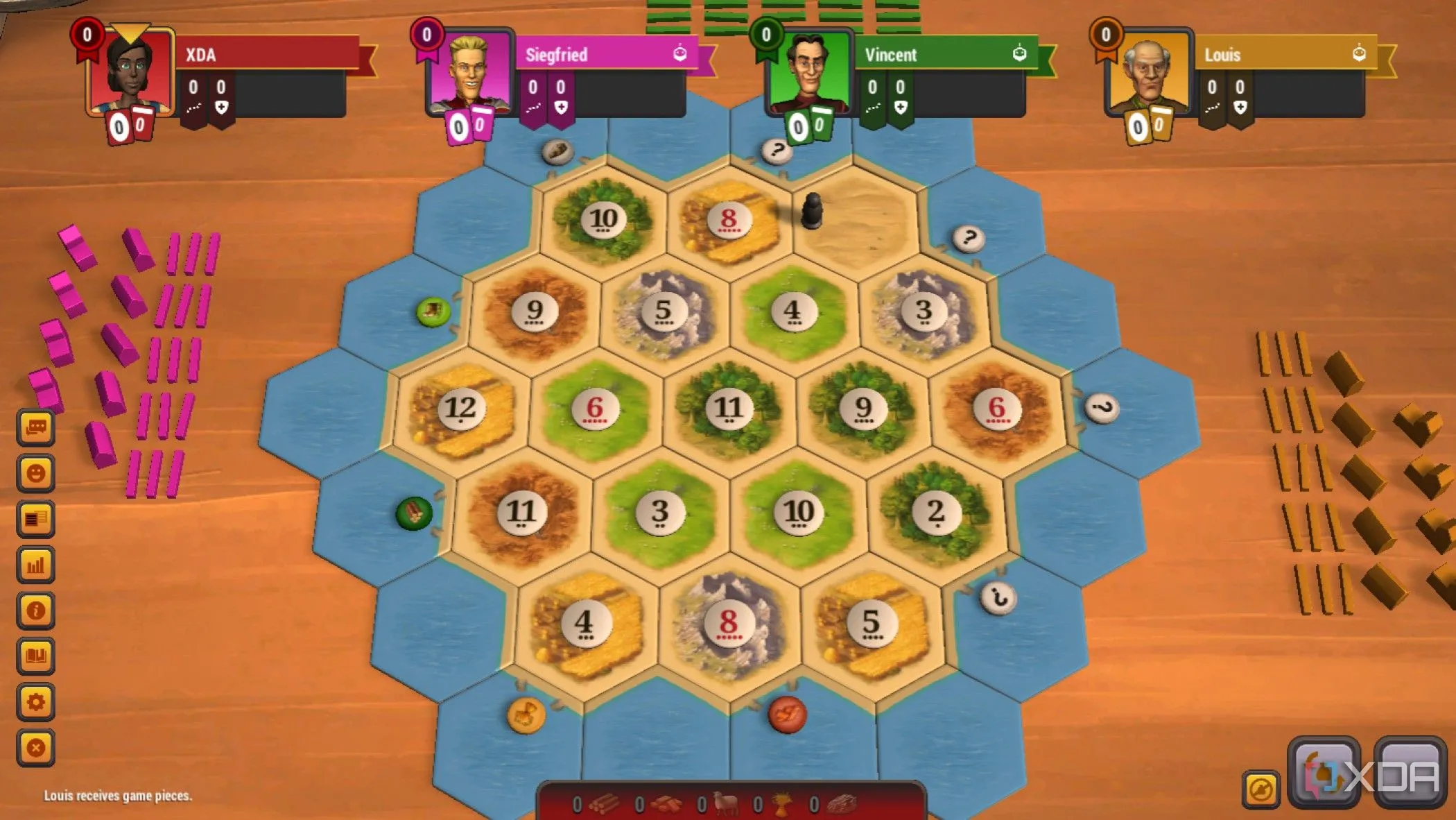 Ảnh chụp màn hình Catan Universe, phiên bản trực tuyến của trò chơi board game Catan kinh điển.