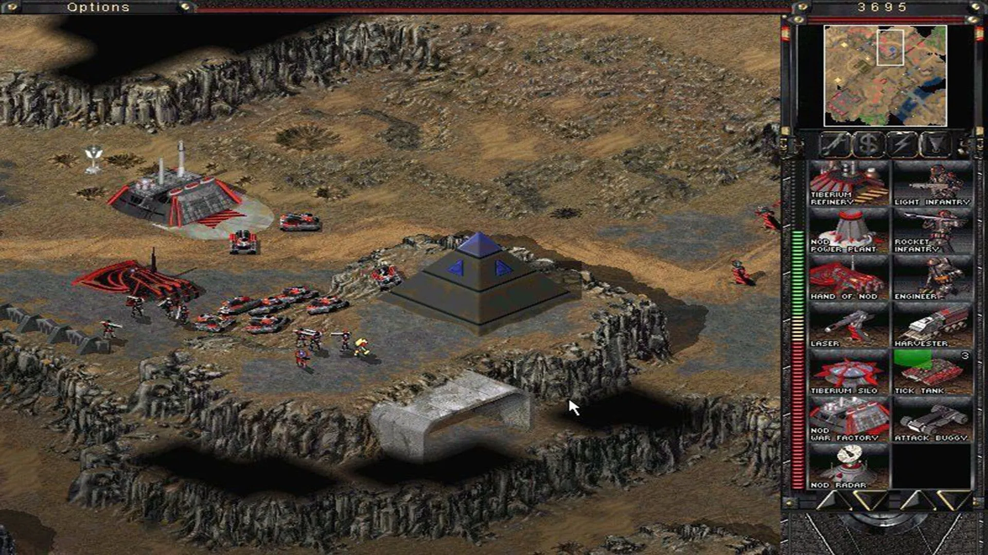 Ảnh chụp màn hình game Command & Conquer: Tiberian Sun, thể hiện giao diện cửa hàng phe Nod.