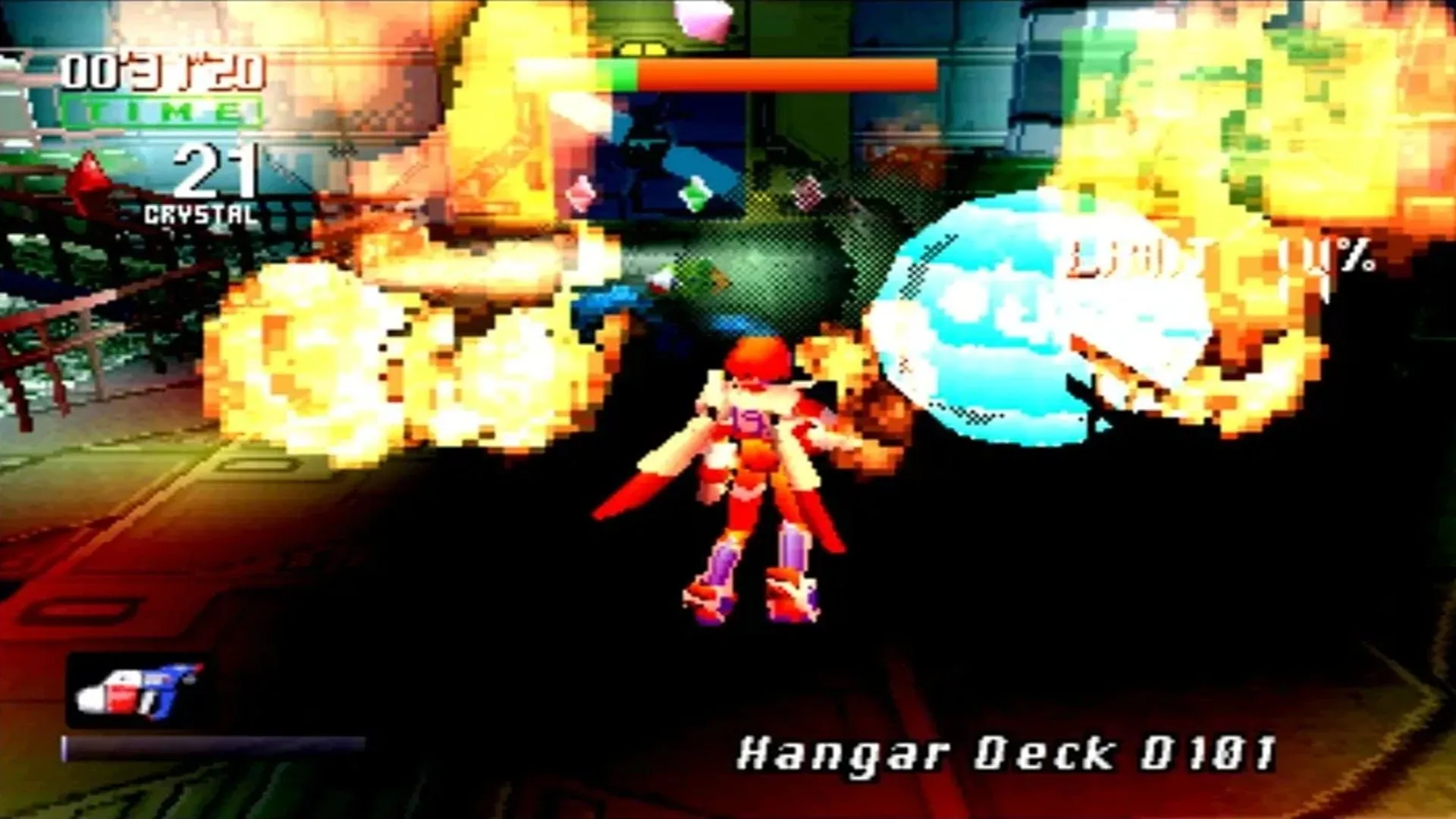Ảnh chụp màn hình gameplay của Burning Rangers, một tựa game hành động cứu hỏa trên Sega Saturn