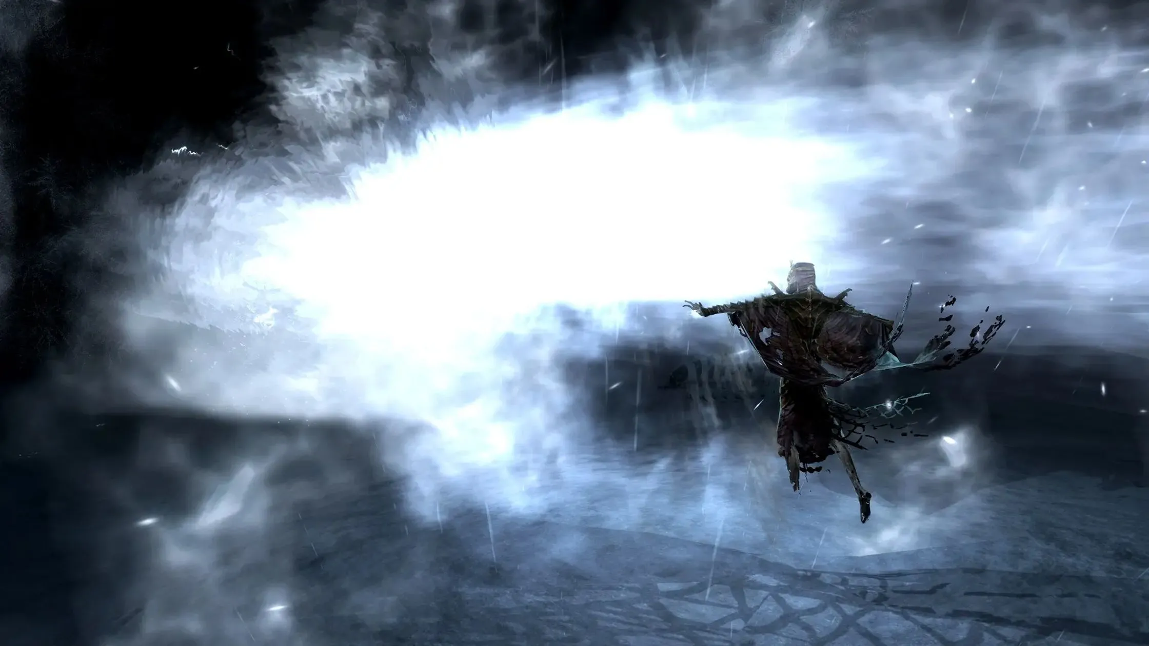 Ảnh chụp màn hình ingame của mod Skyrim Revamped, thể hiện cảnh chiến đấu căng thẳng với AI kẻ thù được cải tiến