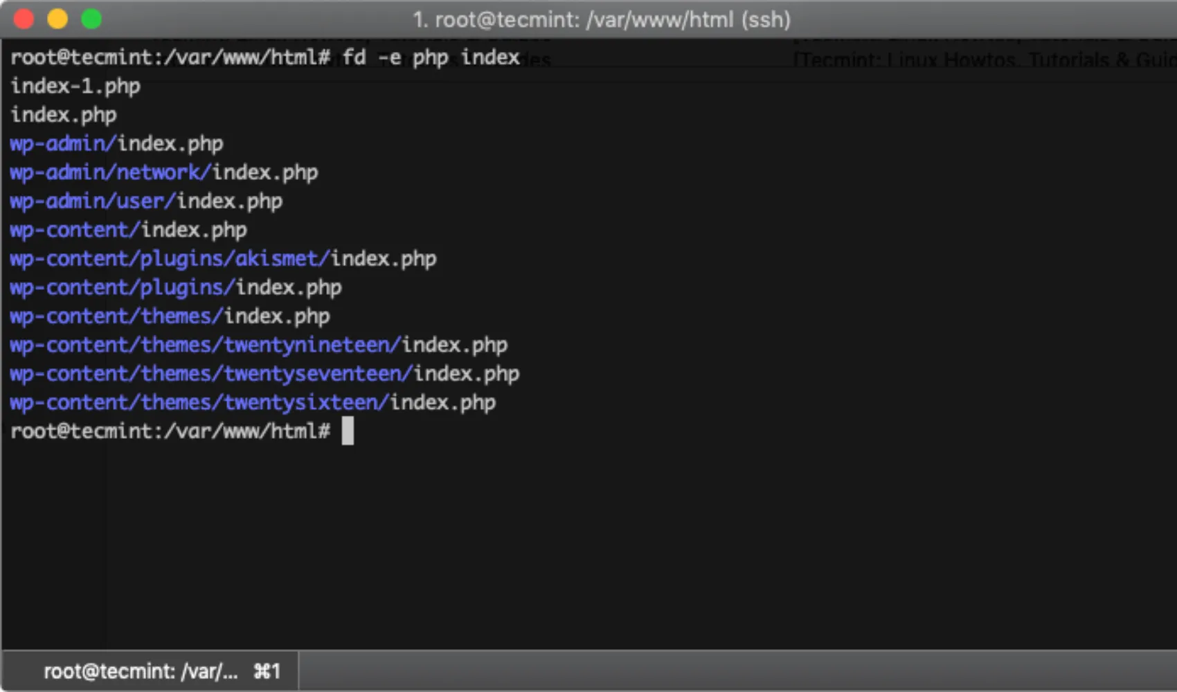 Ảnh chụp màn hình lệnh fd đang tìm kiếm chuỗi trong các file trên terminal Linux, minh họa khả năng tìm kiếm file hiệu quả của fd