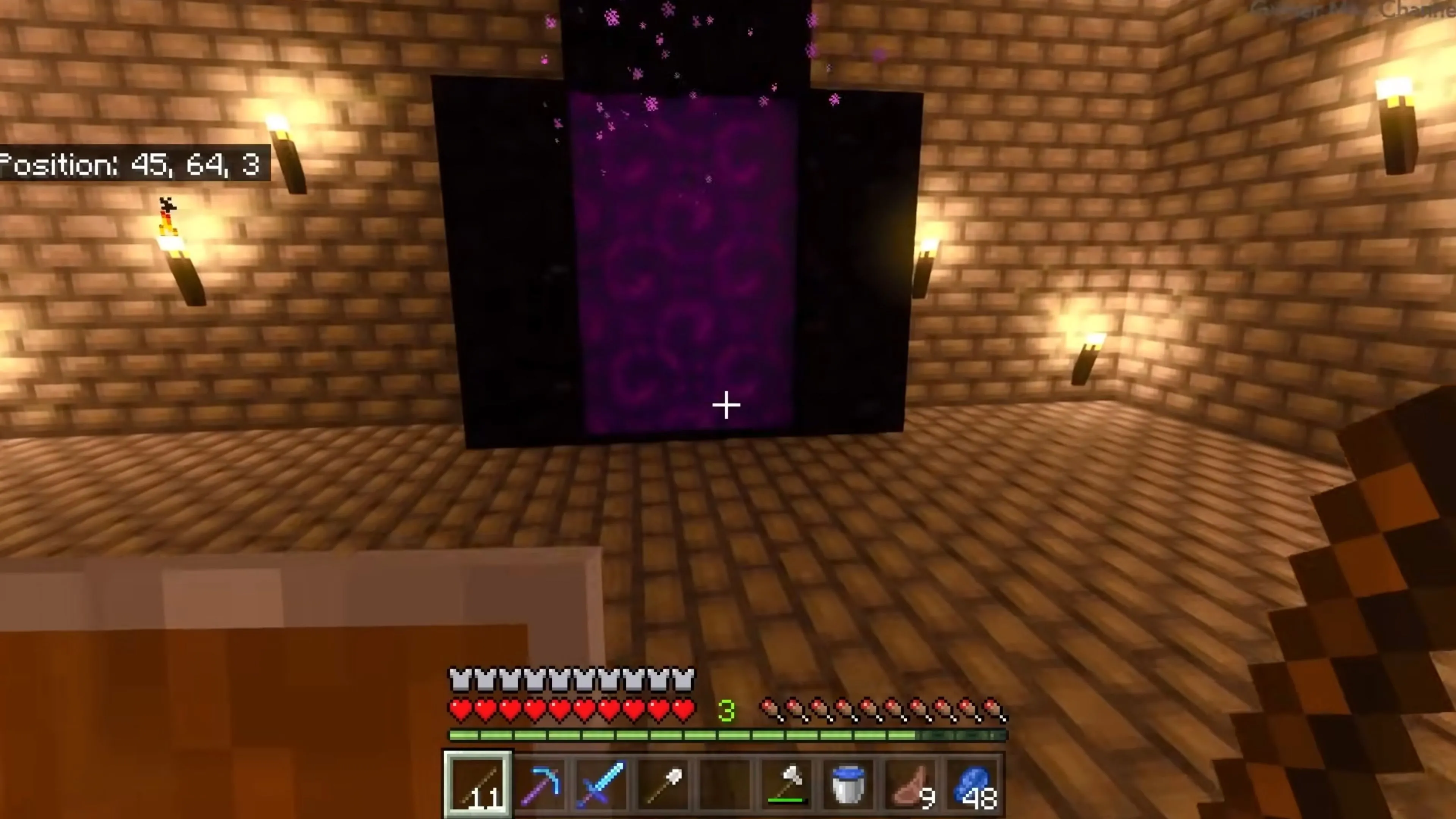 Ảnh chụp màn hình Minecraft, cảnh khu rừng và sông nước tự nhiên.