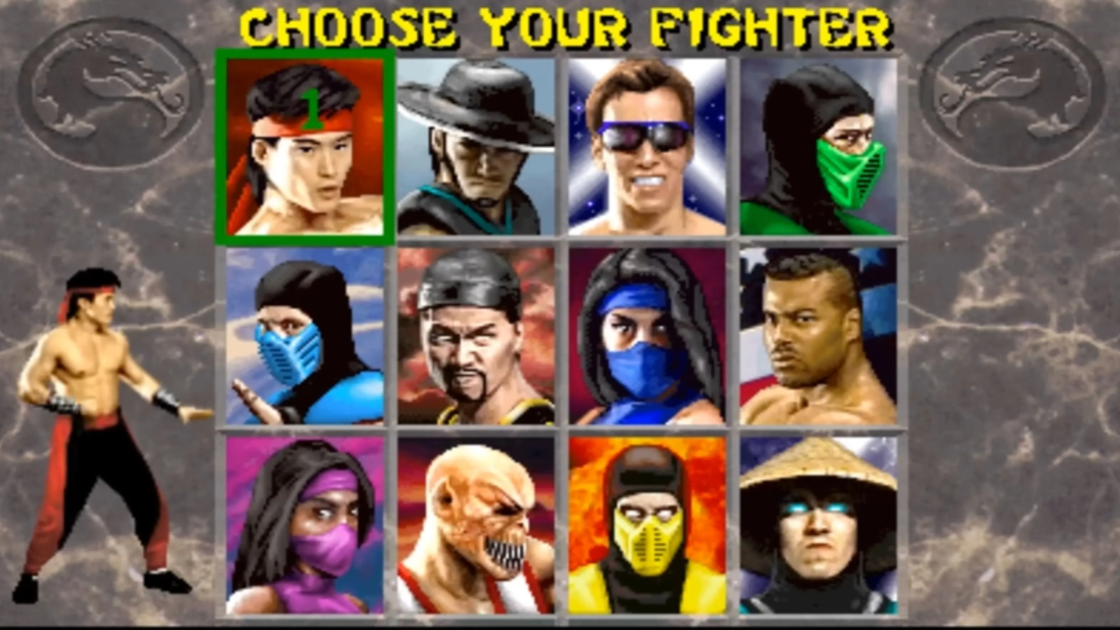 Ảnh chụp màn hình trận đấu căng thẳng giữa các nhân vật trong Mortal Kombat 2 trên Sega Genesis
