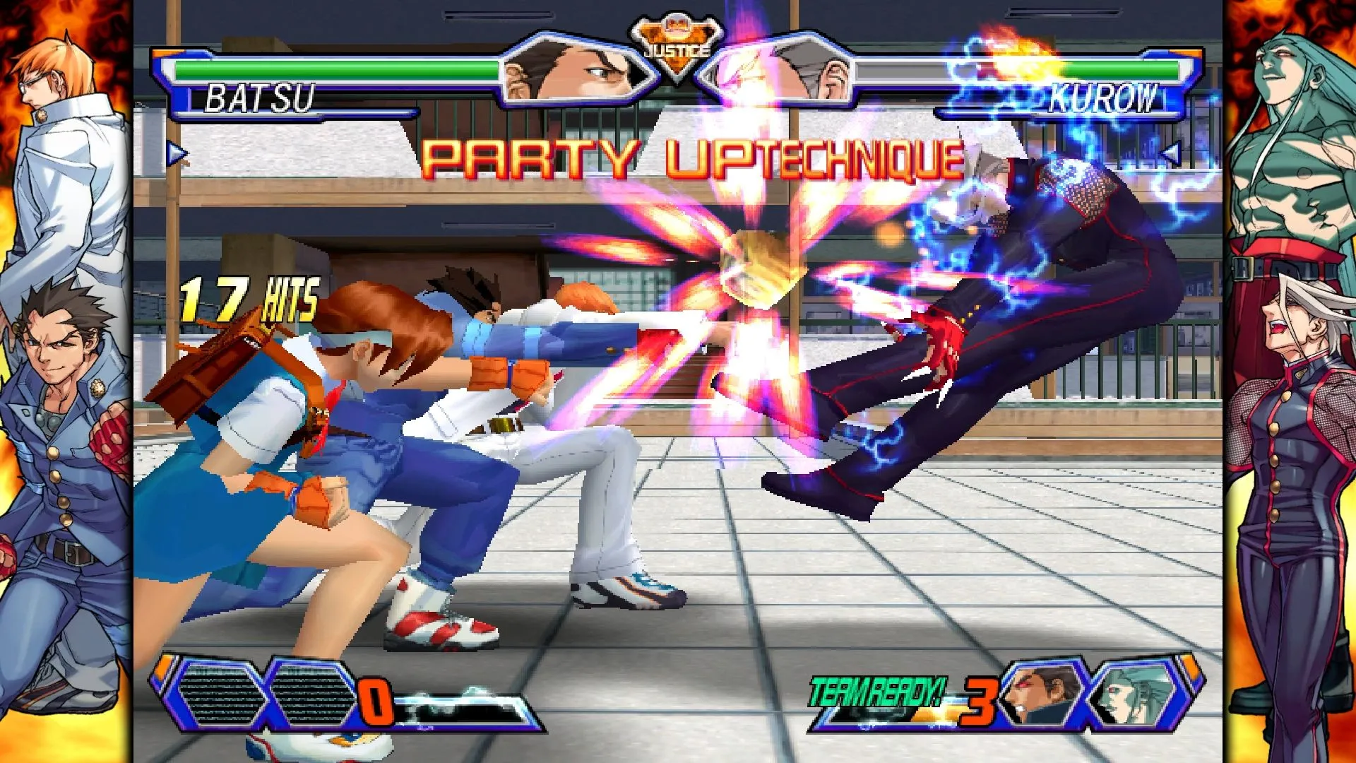 Ảnh chụp màn hình từ Capcom Fighting Collection 2, với các nhân vật trong game Rival Schools.