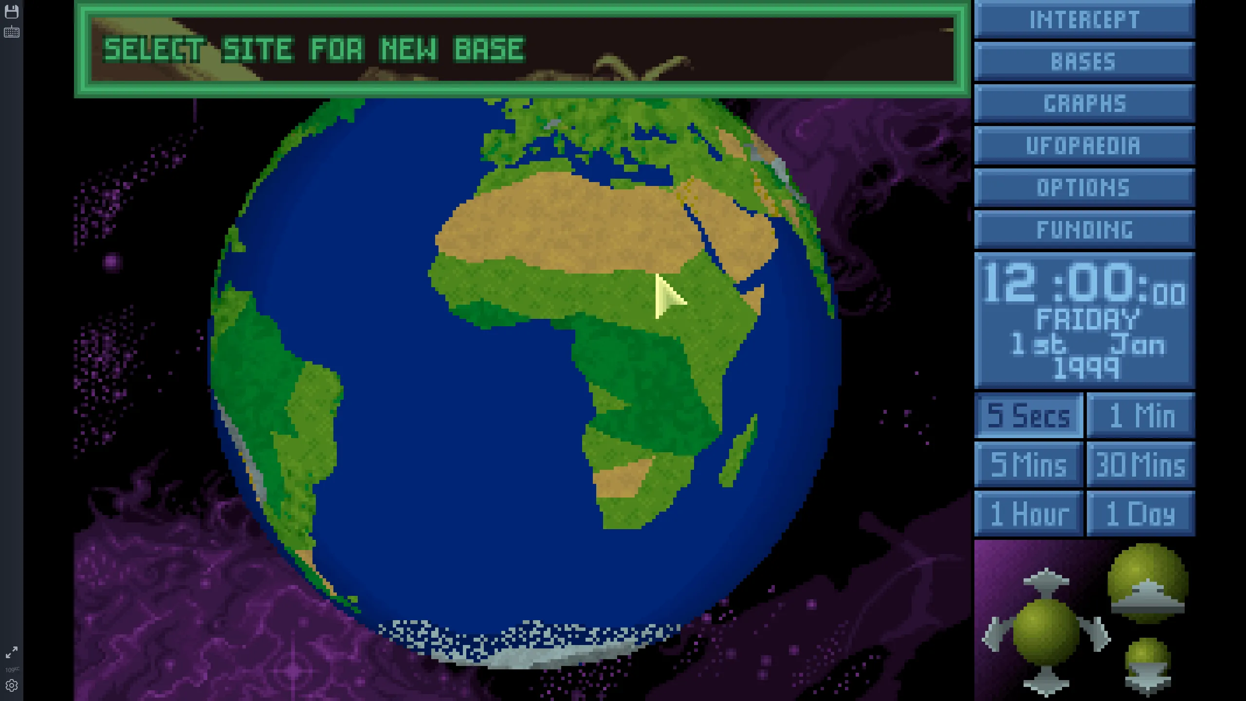 Ảnh chụp màn hình từ game chiến thuật theo lượt X-COM: UFO Defense, với giao diện quản lý đơn vị và bản đồ chiến thuật.